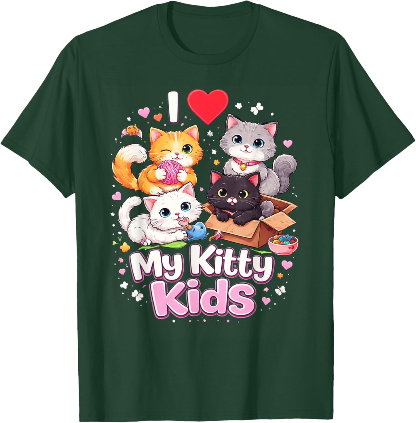 I Love My Kitty Kids Cute Cat Graphic T-Shirt - T-Shirt | Forest