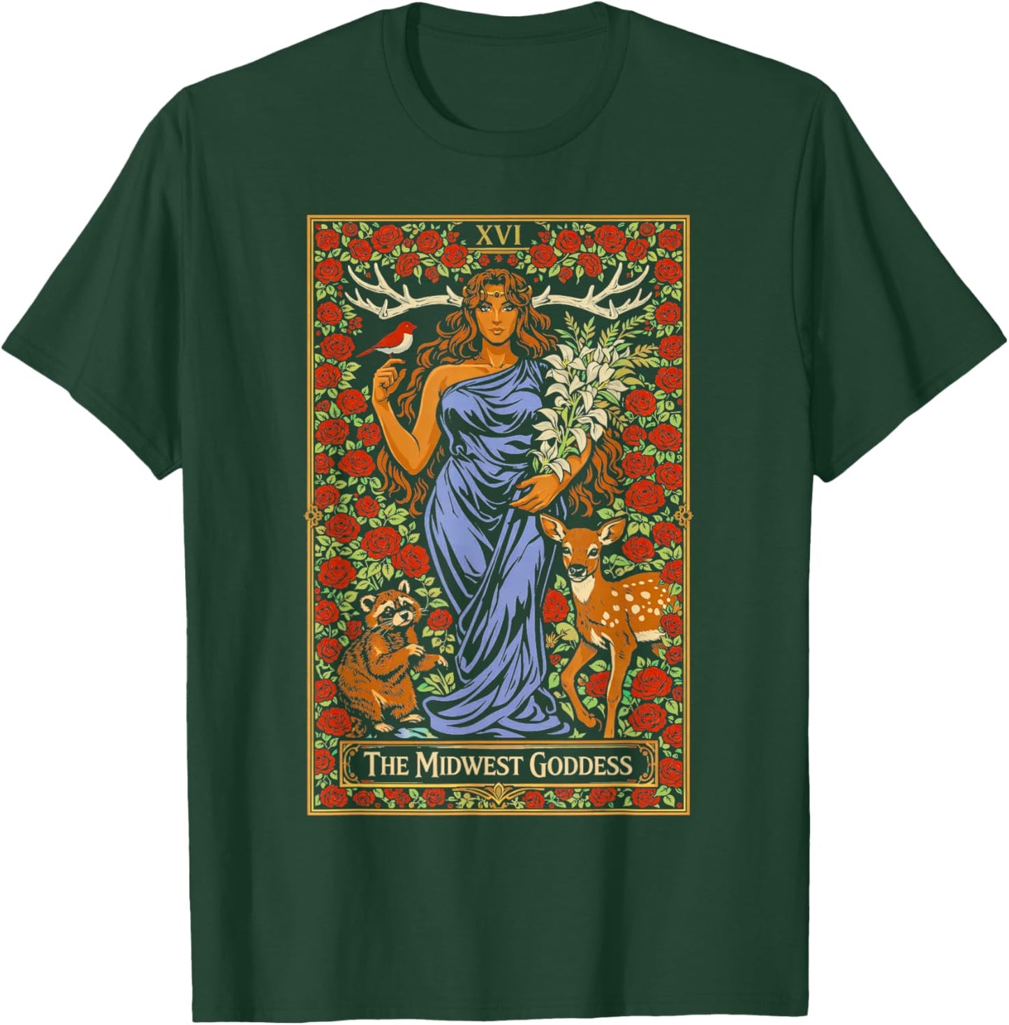 The Midwest Goddess Tattoo Card Graphic Women Girls T-Shirt - T-Shirt | Forest