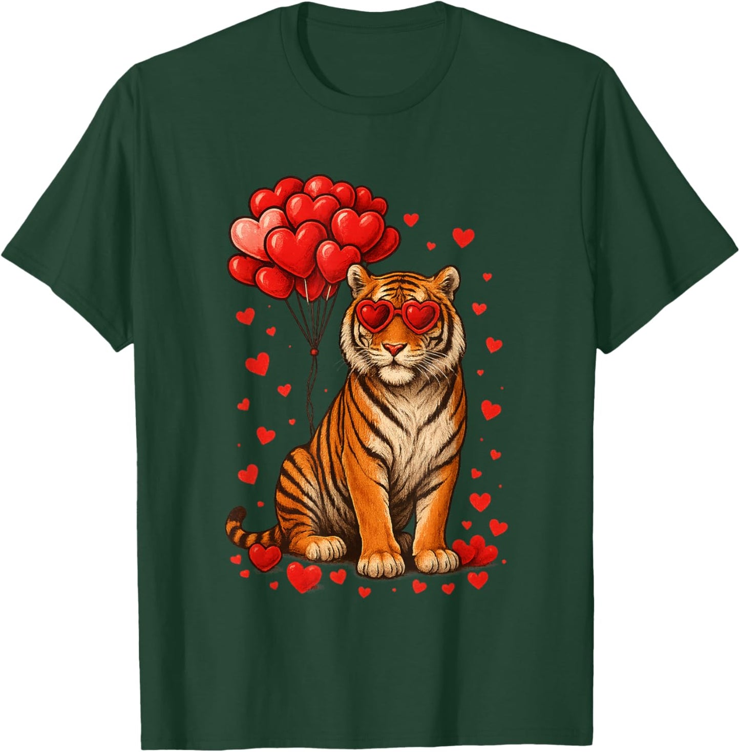 Funny Tiger Valentine's Day Heart Animals Lover Gifts T-Shirt - T-Shirt | Forest