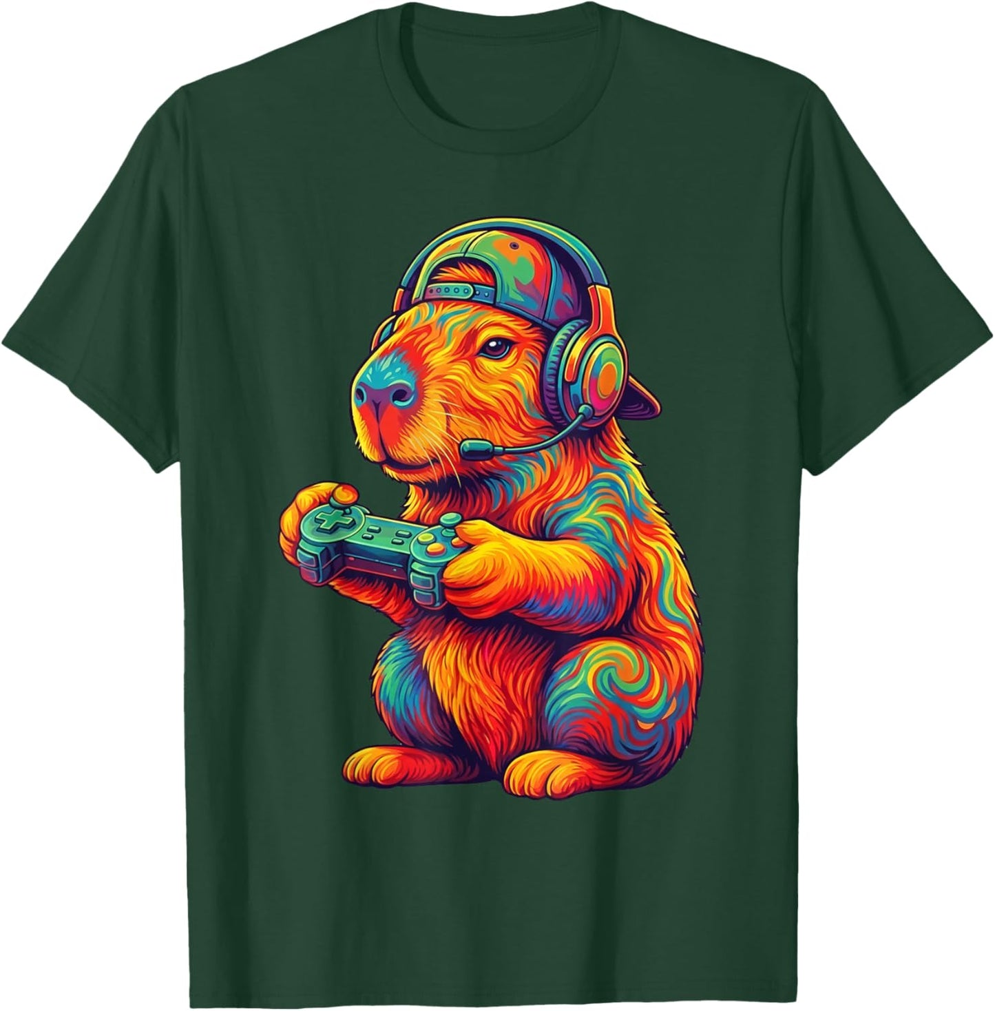 Funny Gamer Capybara Video Games Animal Gaming Capybara T-Shirt - T-Shirt | Forest