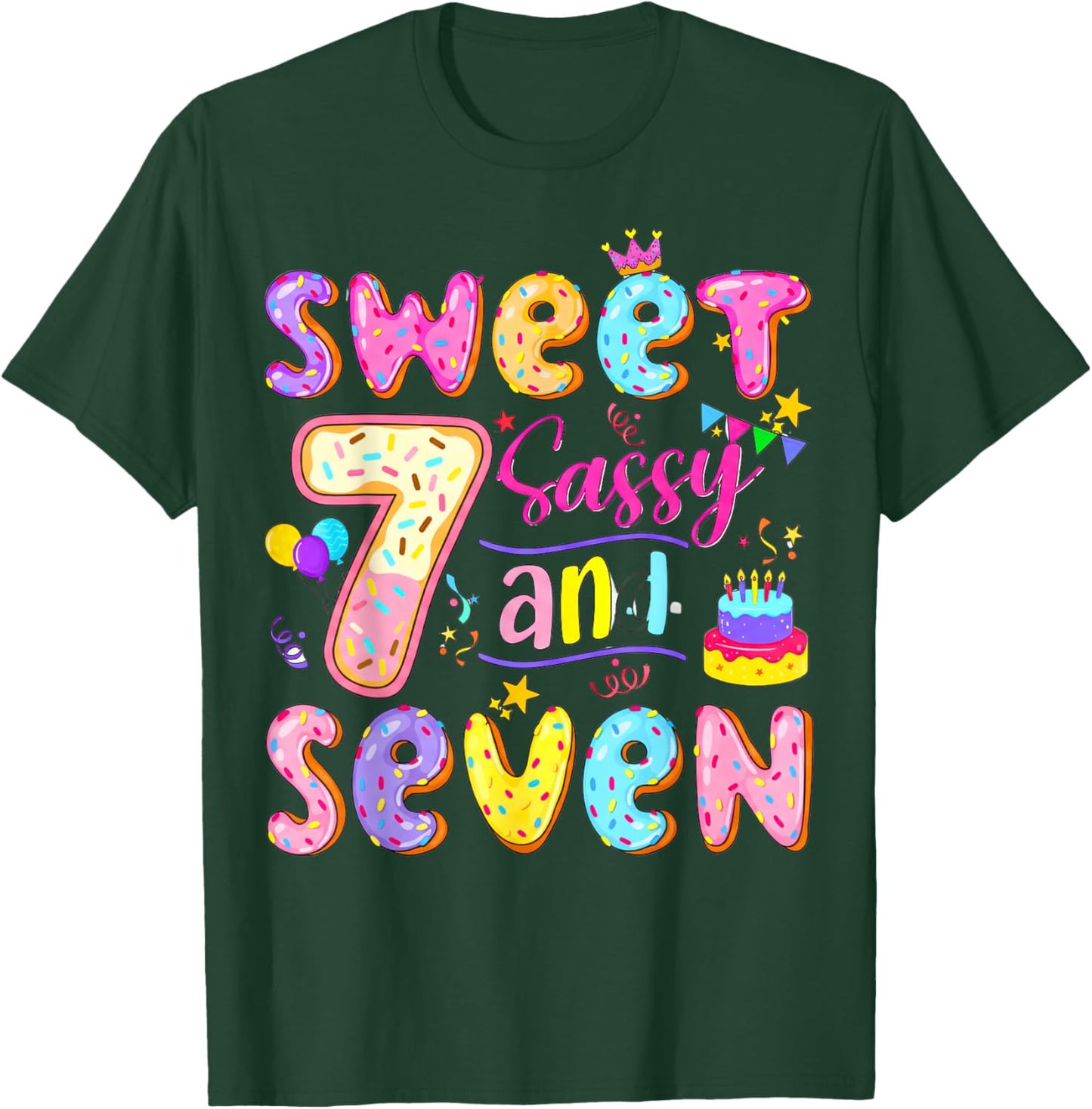 Sweet Sassy & Seven 7th Birthday Girls Seven Years Birthday T-Shirt - T-Shirt | Forest