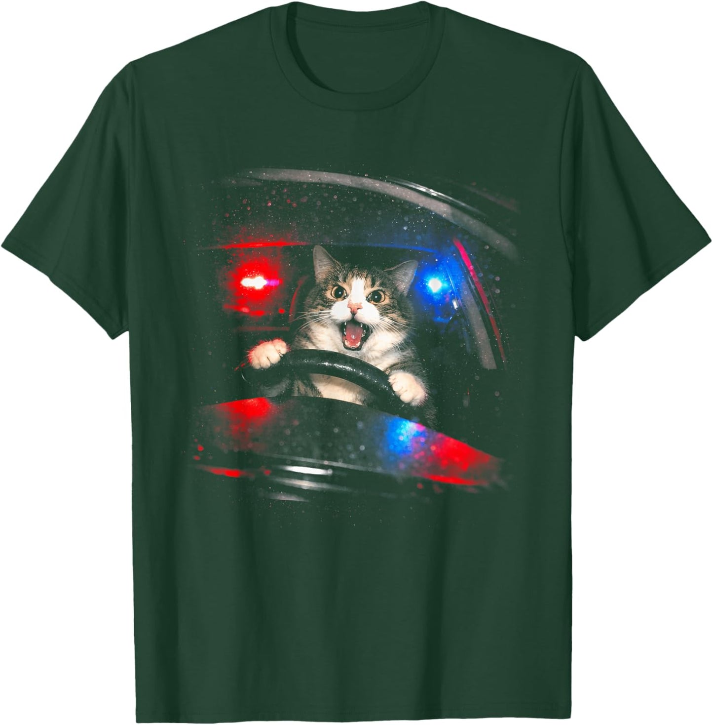 Funny Police Cat Driving Car Vintage Cat Meme T-Shirt - T-Shirt | Forest