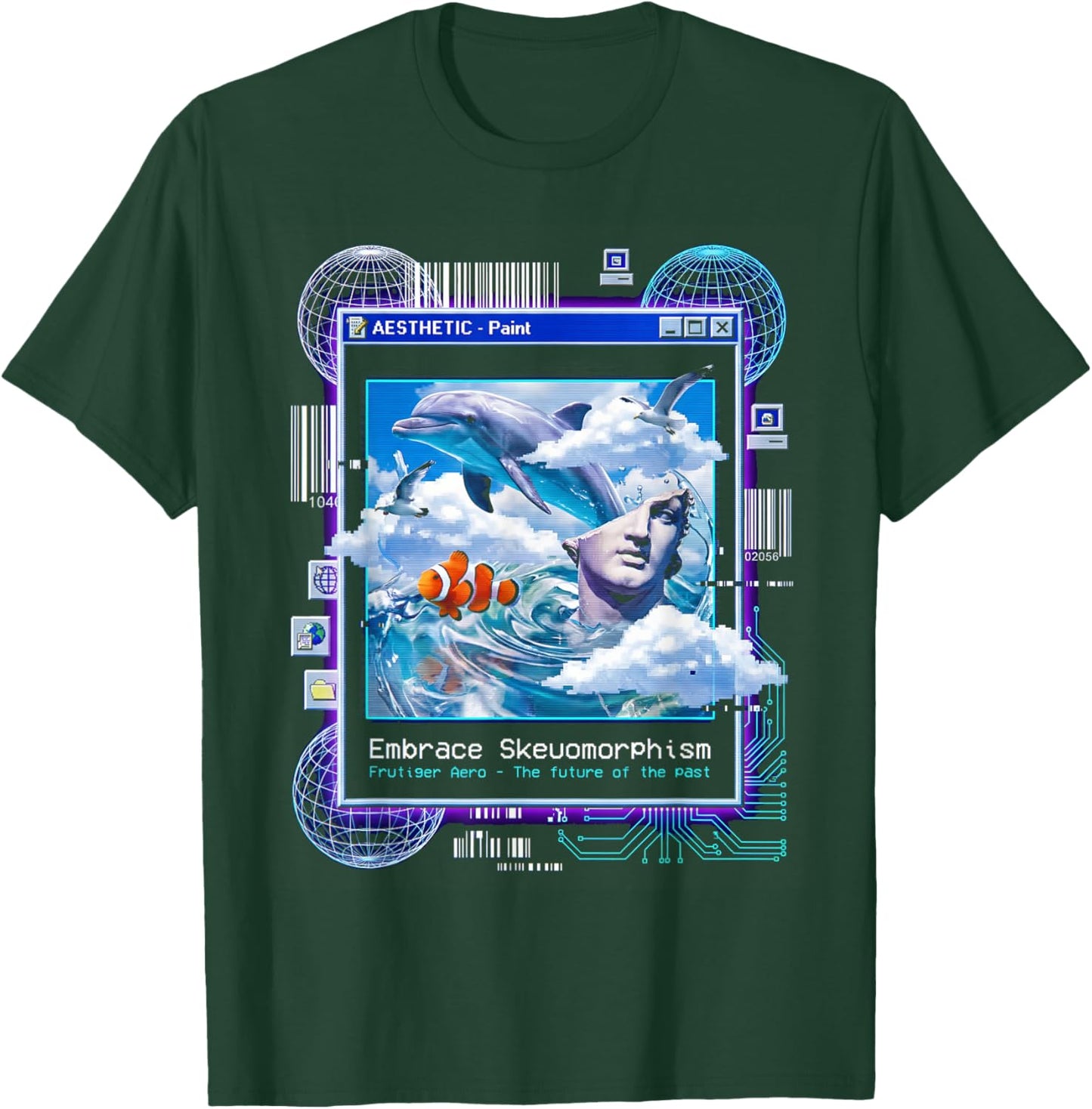 Frutiger Aero Skeuomorphism Vaporwave Aesthetic Glitch Art T-Shirt - T-Shirt | Forest