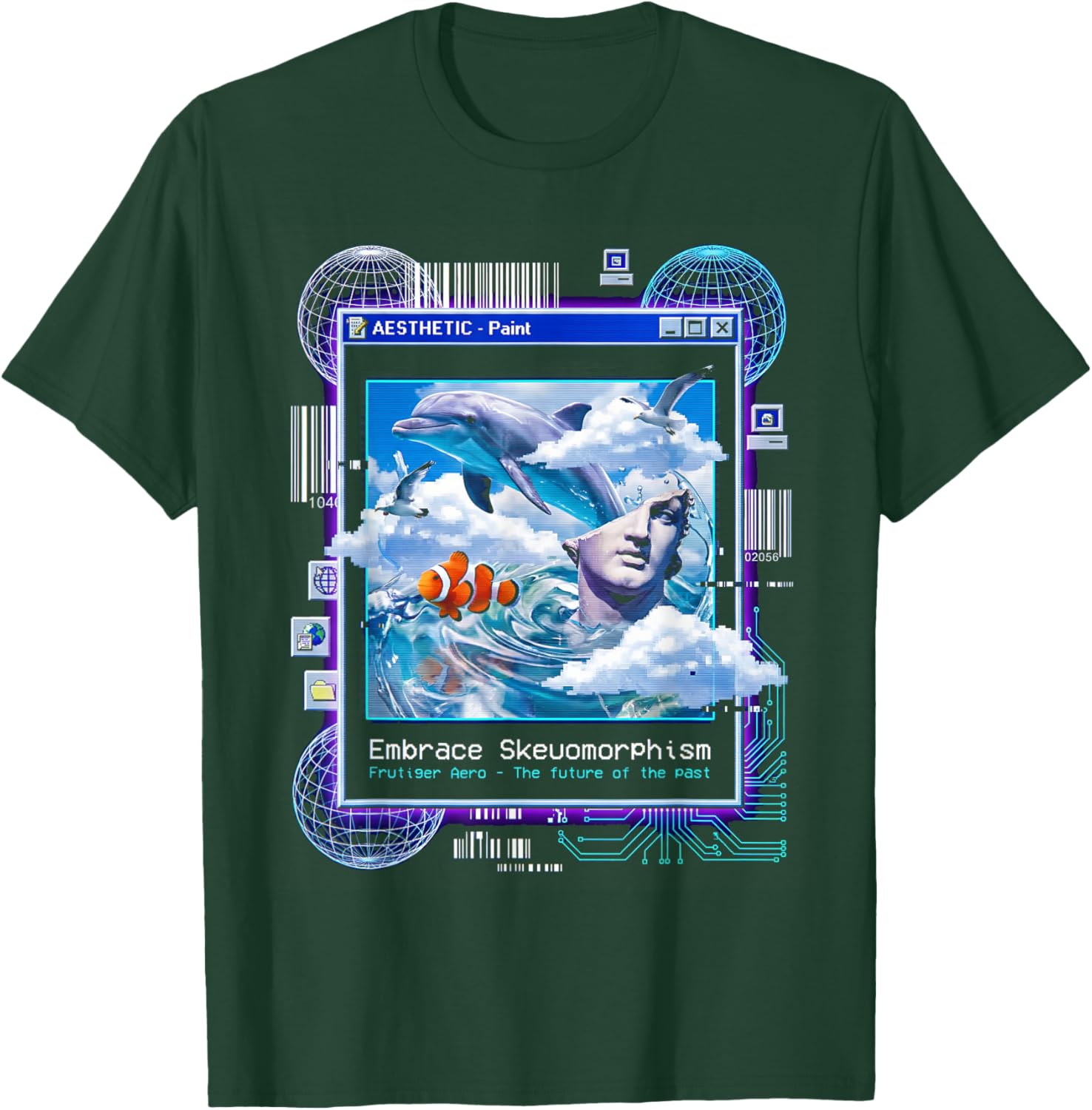 Frutiger Aero Skeuomorphism Vaporwave Aesthetic Glitch Art T-Shirt - T-Shirt | Forest
