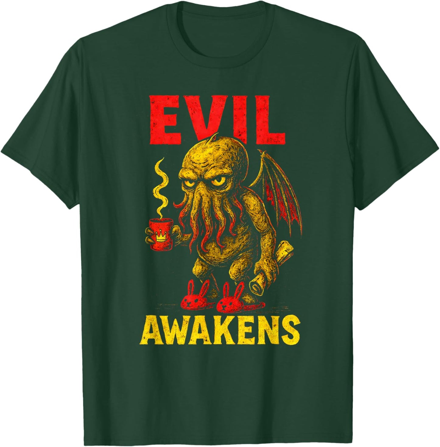 Cthulhu, Evil Awakens, Grumpy Morning Coffee Funny Cthulhu T-Shirt - T-Shirt | Forest