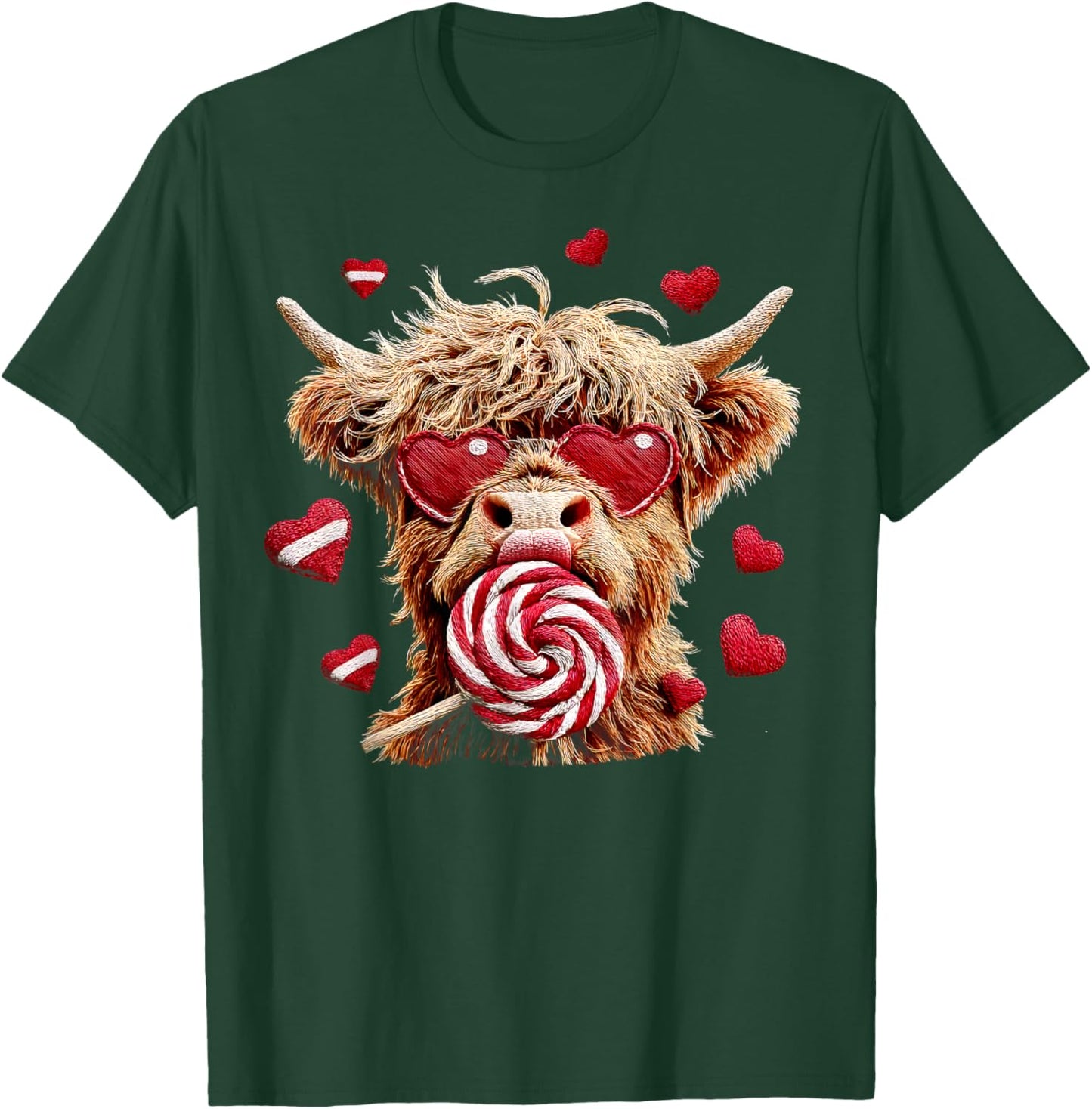Highland Cow Valentine Funny Cow Lovers Kids T-Shirt - T-Shirt | Forest