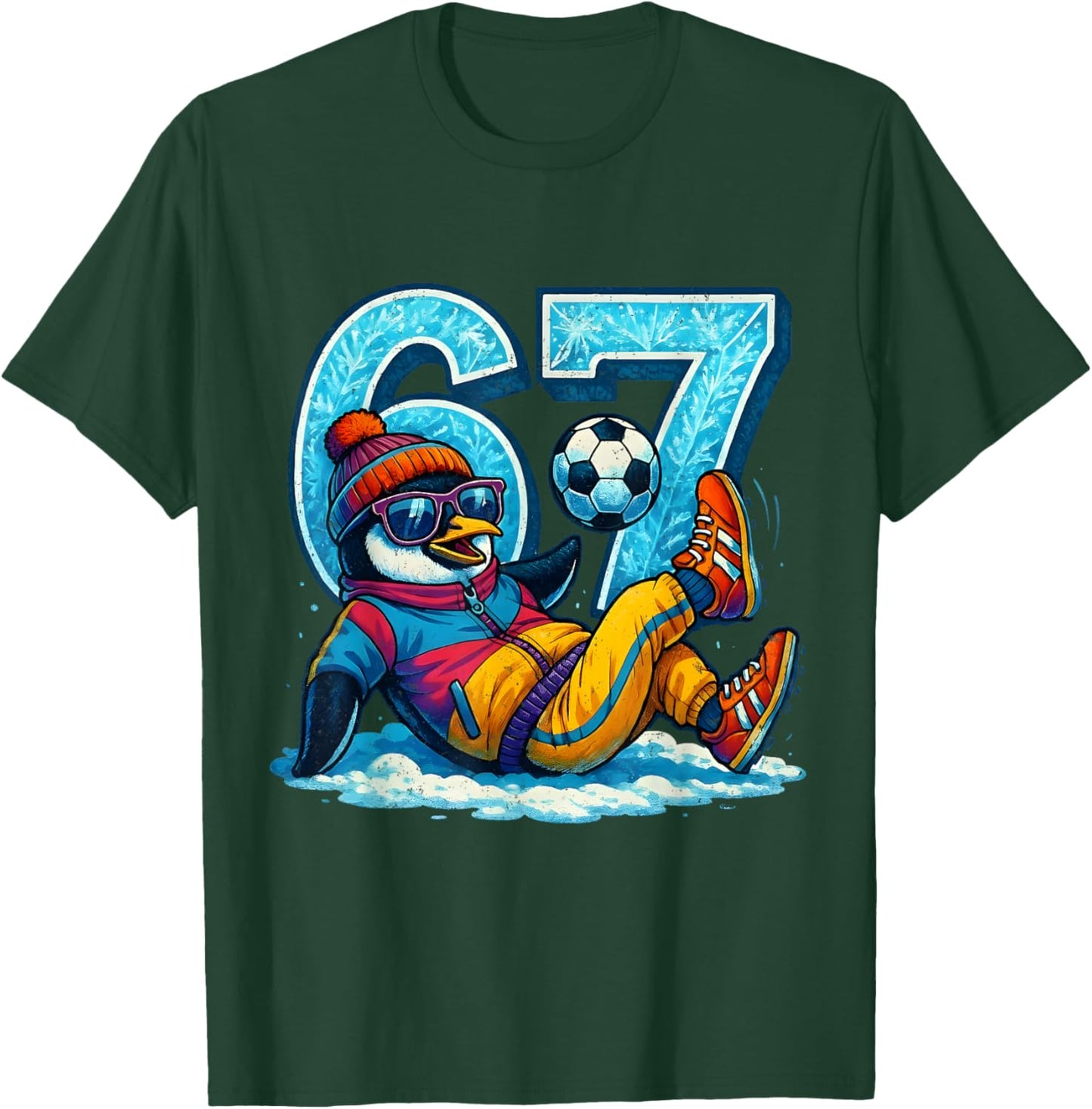 67 Penguin Soccer Funny Winter Meme Gift T-Shirt - T-Shirt | Forest