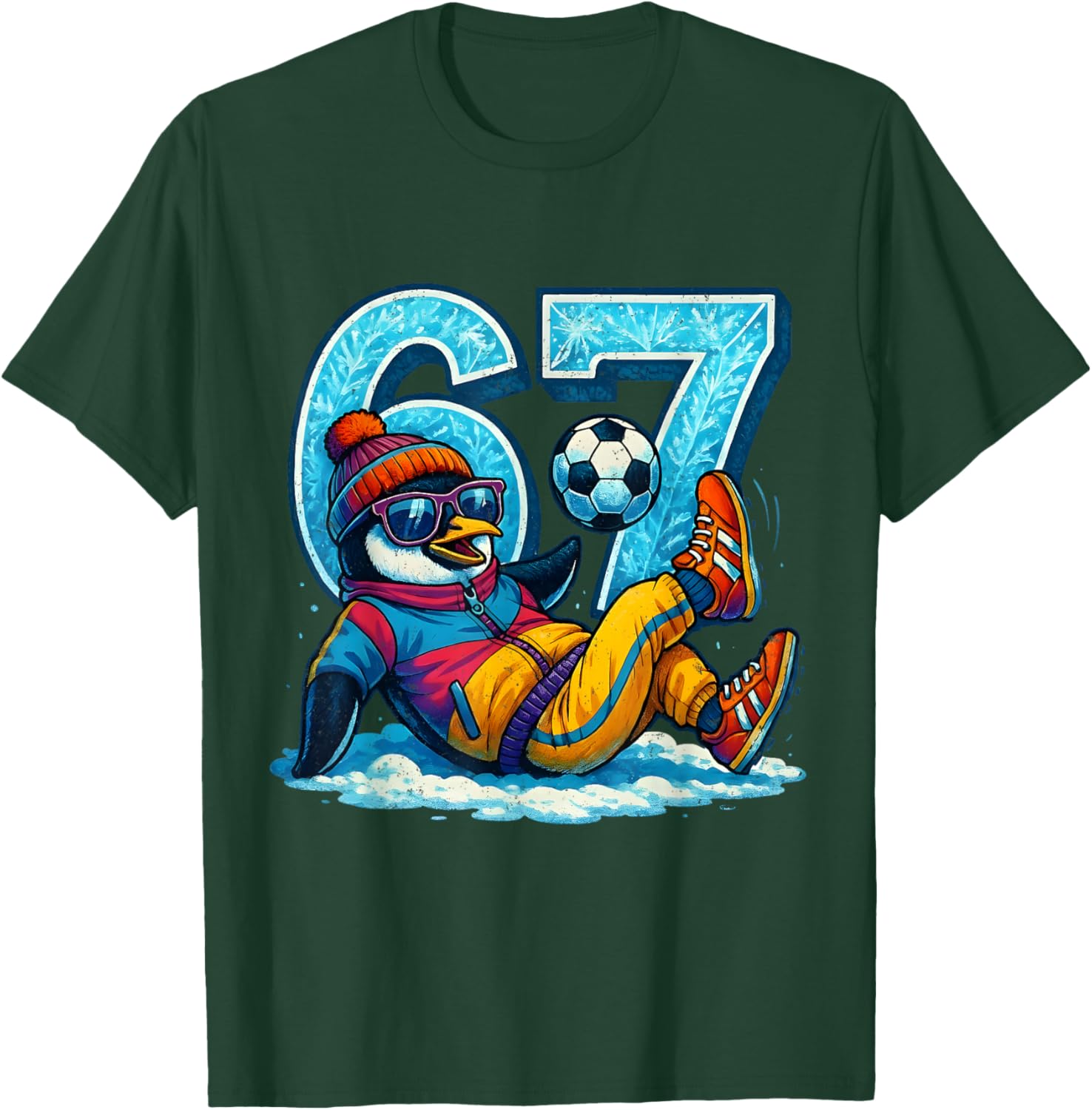 67 Penguin Soccer Funny Winter Meme Gift T-Shirt - T-Shirt | Forest