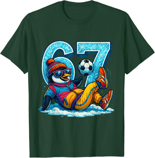 67 Penguin Soccer Funny Winter Meme Gift T-Shirt - T-Shirt | Forest