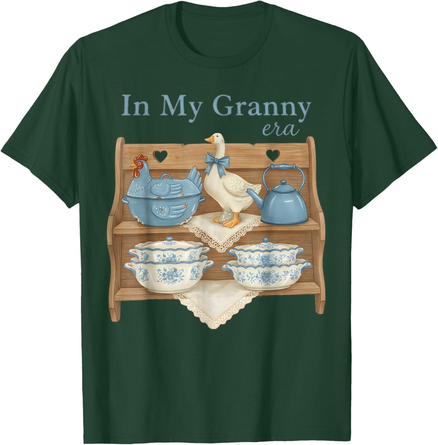 in My Granny Era, Grandma Core Graphic T-Shirt - T-Shirt | Forest