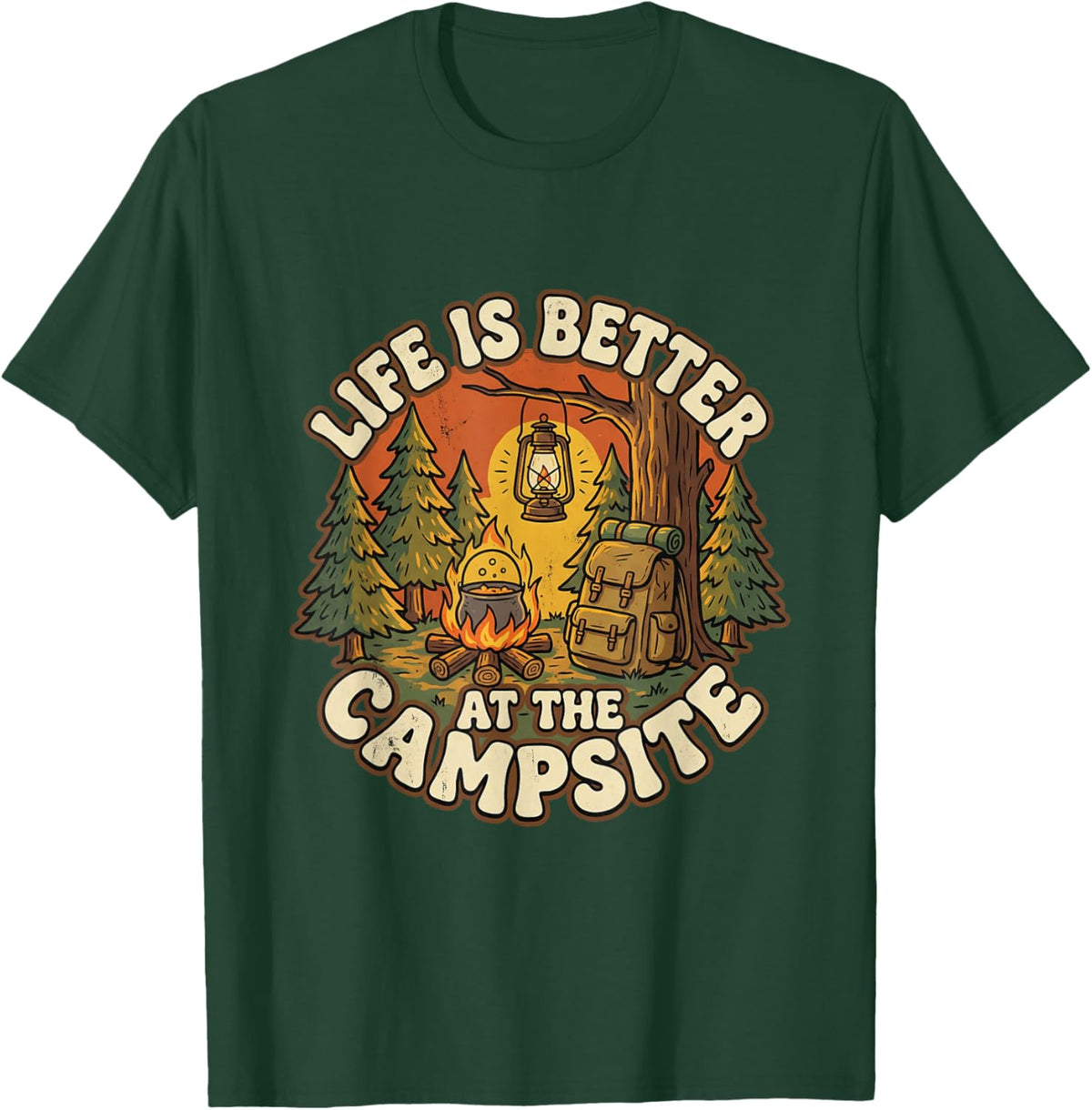 Vintage Camping Adventure Outdoor Gift Life is Better T-Shirt - T-Shirt | Forest