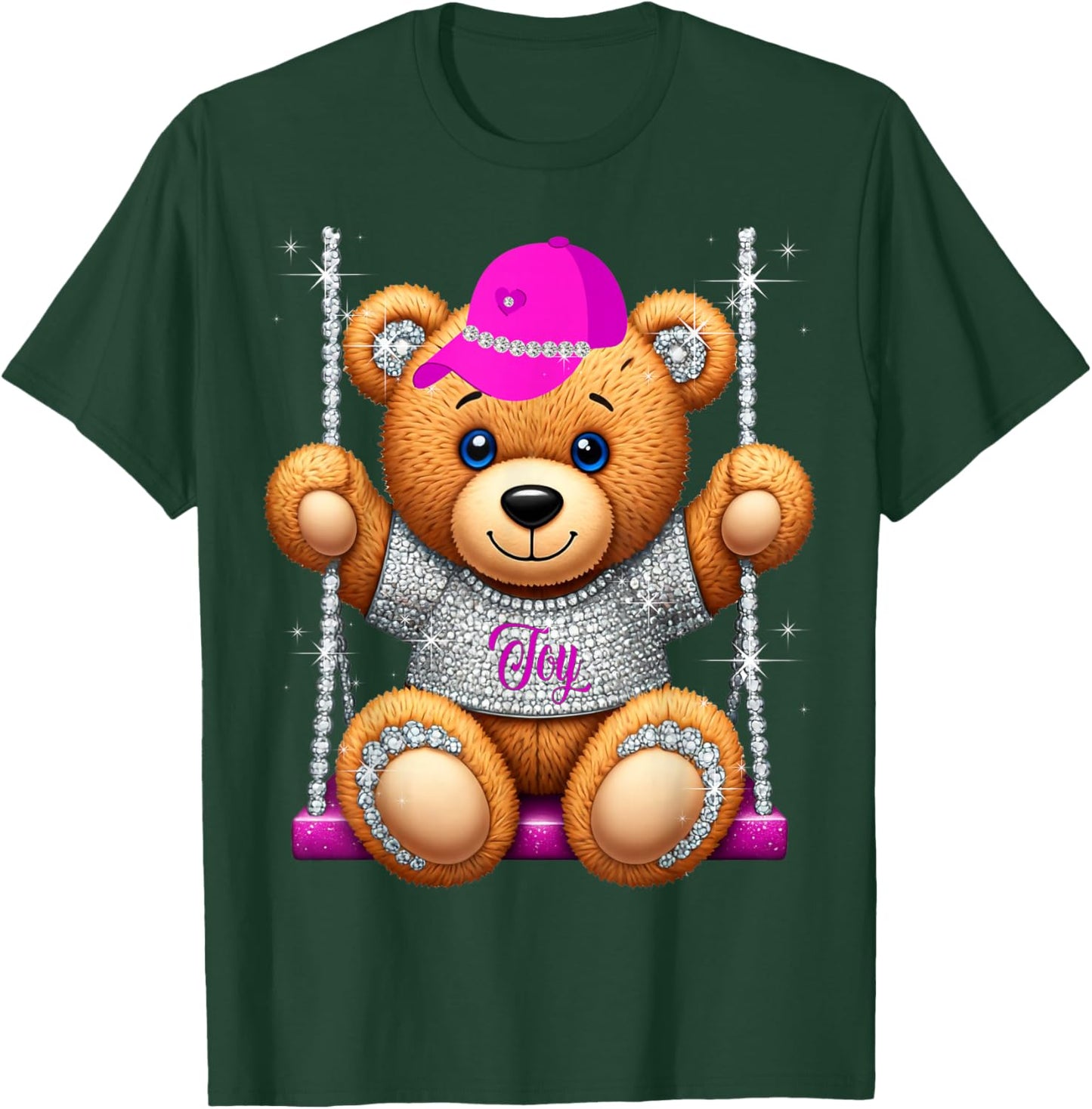 Cute Rhinestone Cartoon Funny Teddy Bear T-Shirt - T-Shirt | Forest