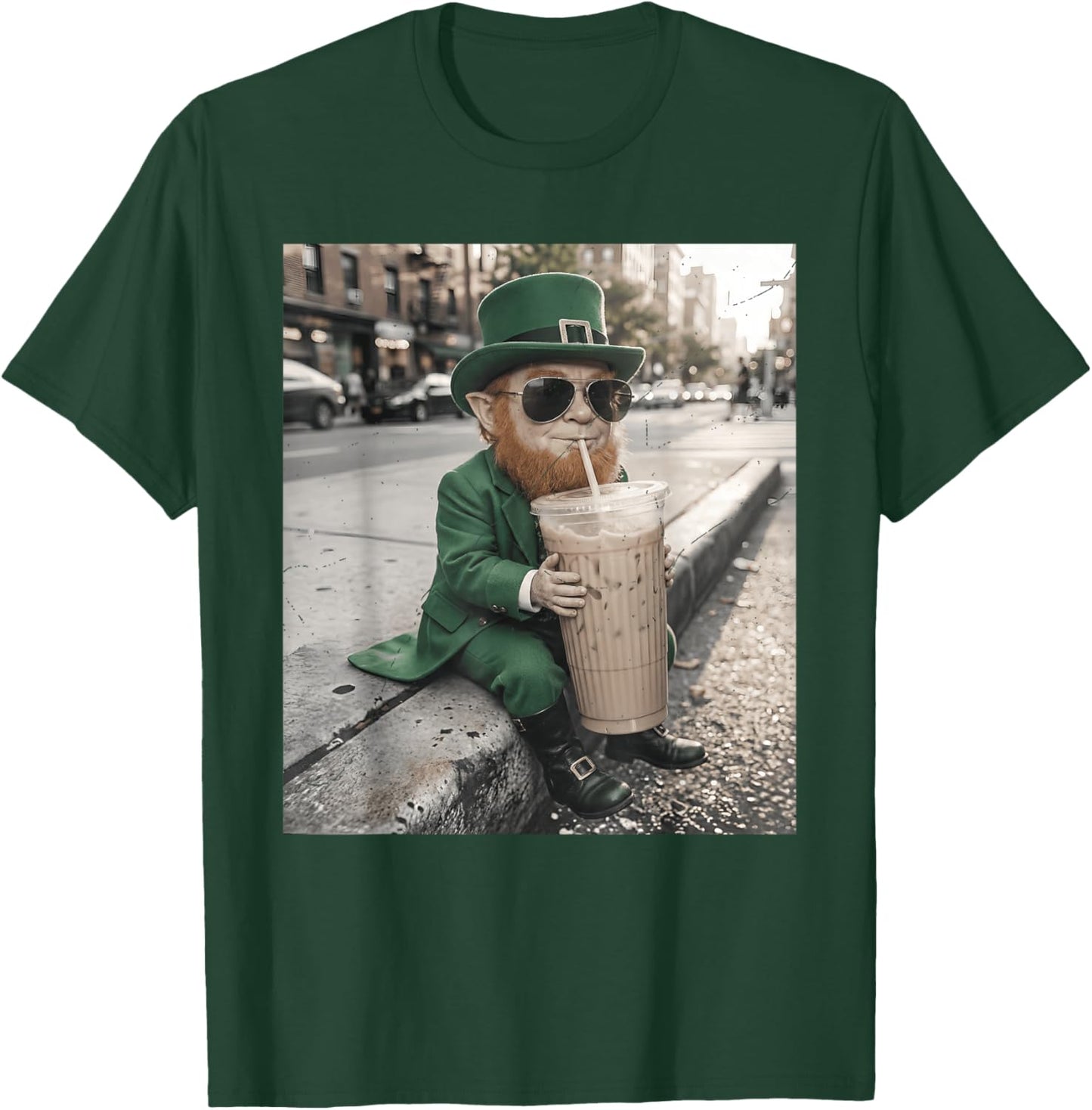 St Patricks Day Leprechaun Iced Coffee Cold Brew T-Shirt - T-Shirt | Forest