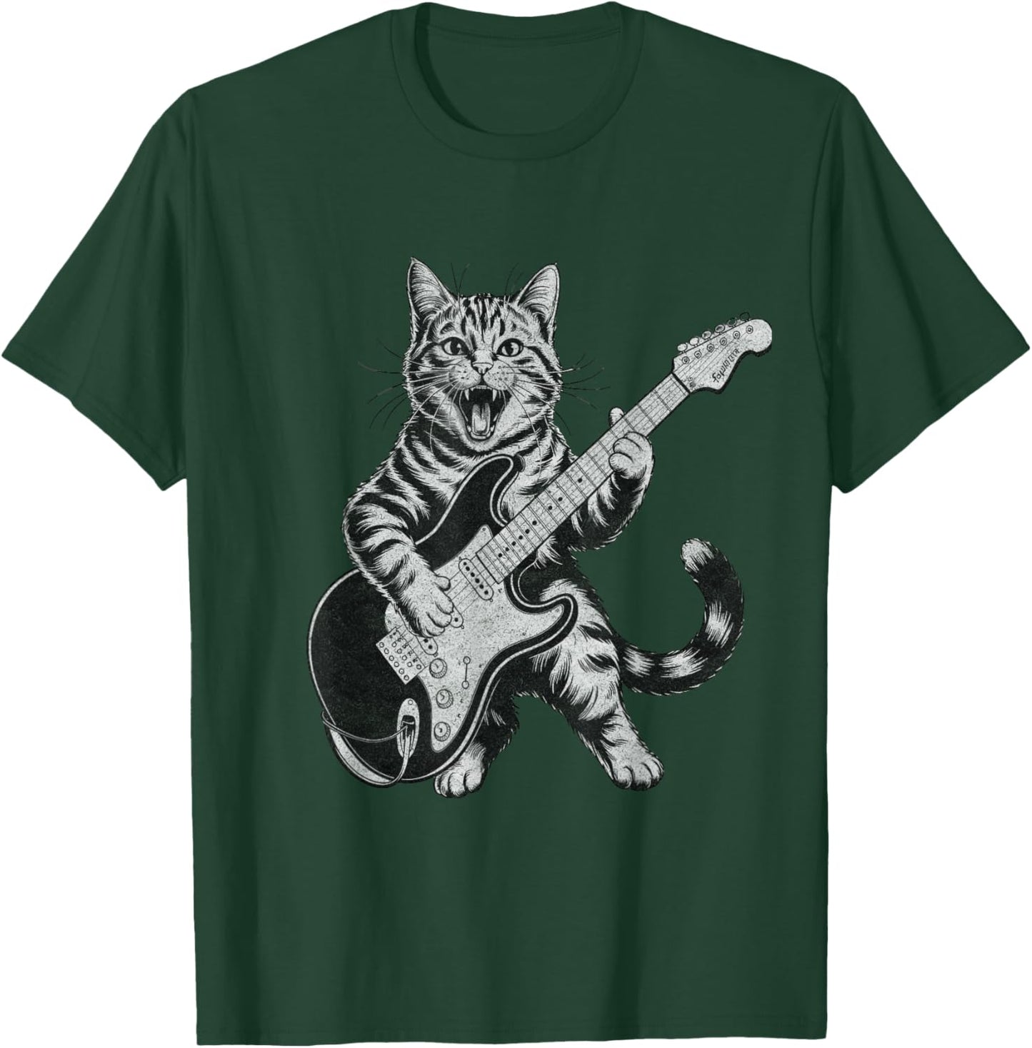 Funny Cat Playing Guitar Rock and Roll , and Kids T-Shirt - T-Shirt | Forest