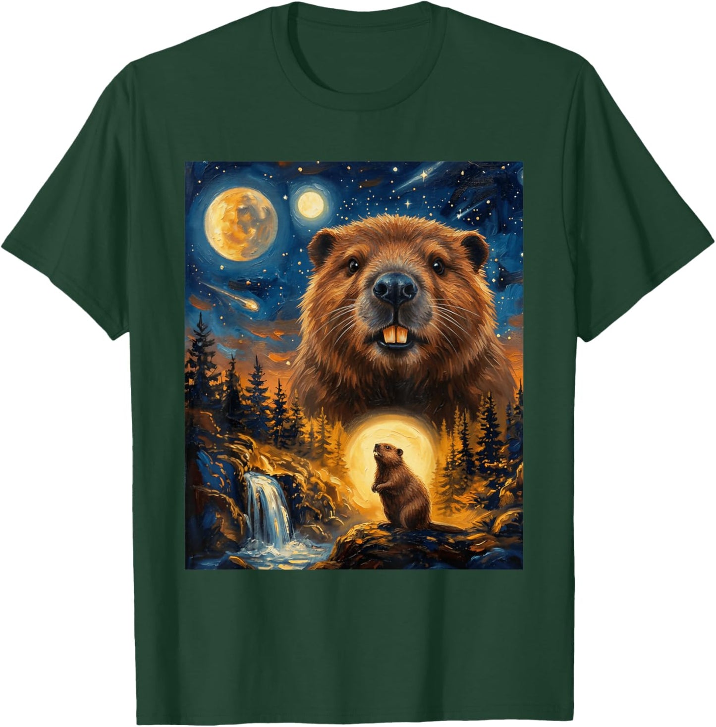 Beaver Howling to The Moon T-Shirt - T-Shirt | Forest