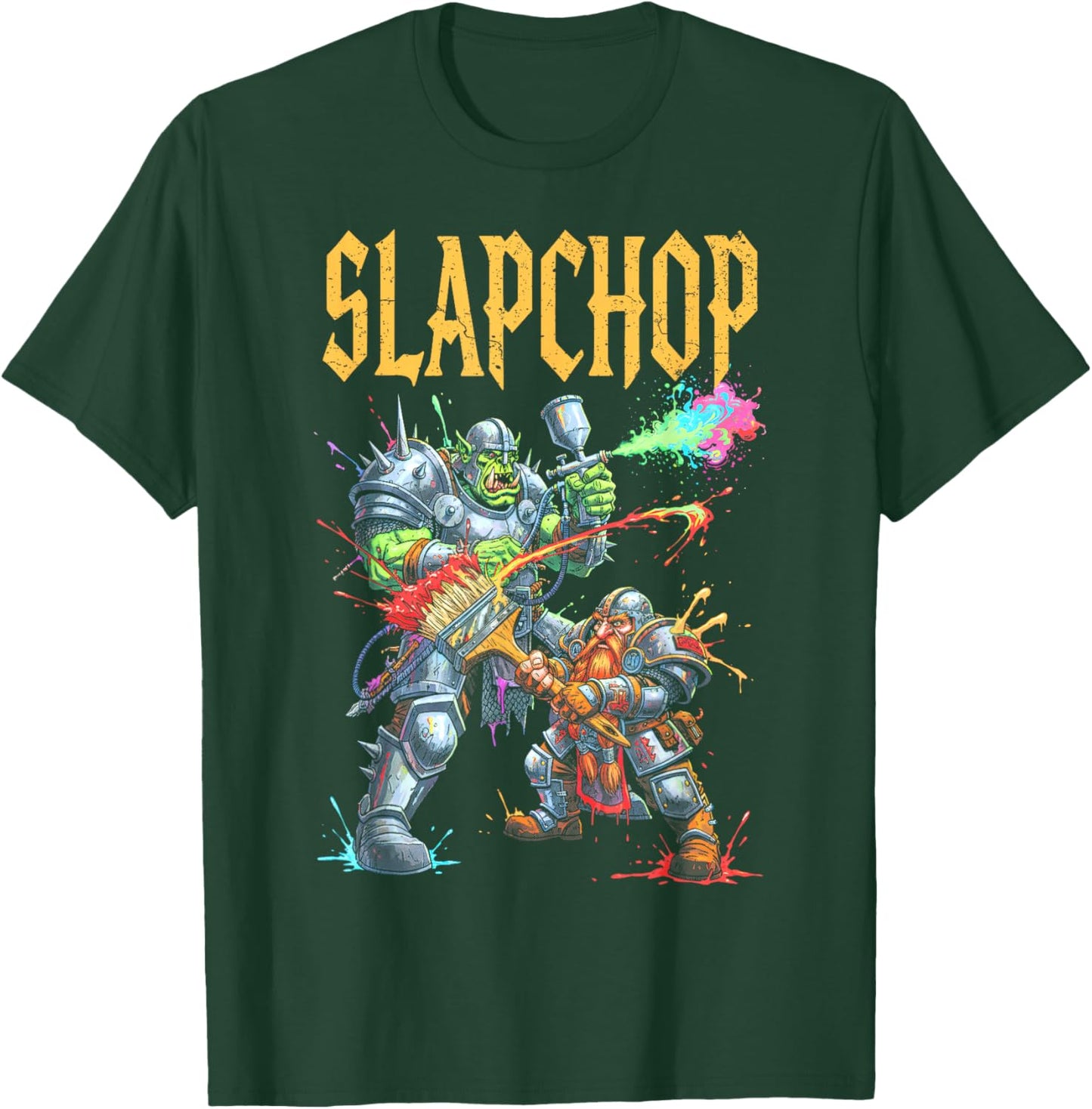 Mini Painter Slapchop Fantasy Miniature Orc Dwarf Airbrush T-Shirt - T-Shirt | Forest