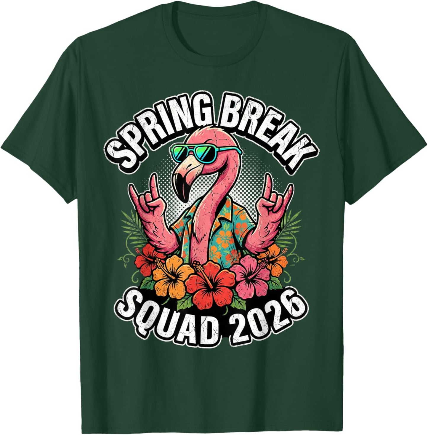 Spring Break Squad 2026 Flamingo Funny Matching Group Trip T-Shirt - T-Shirt | Forest