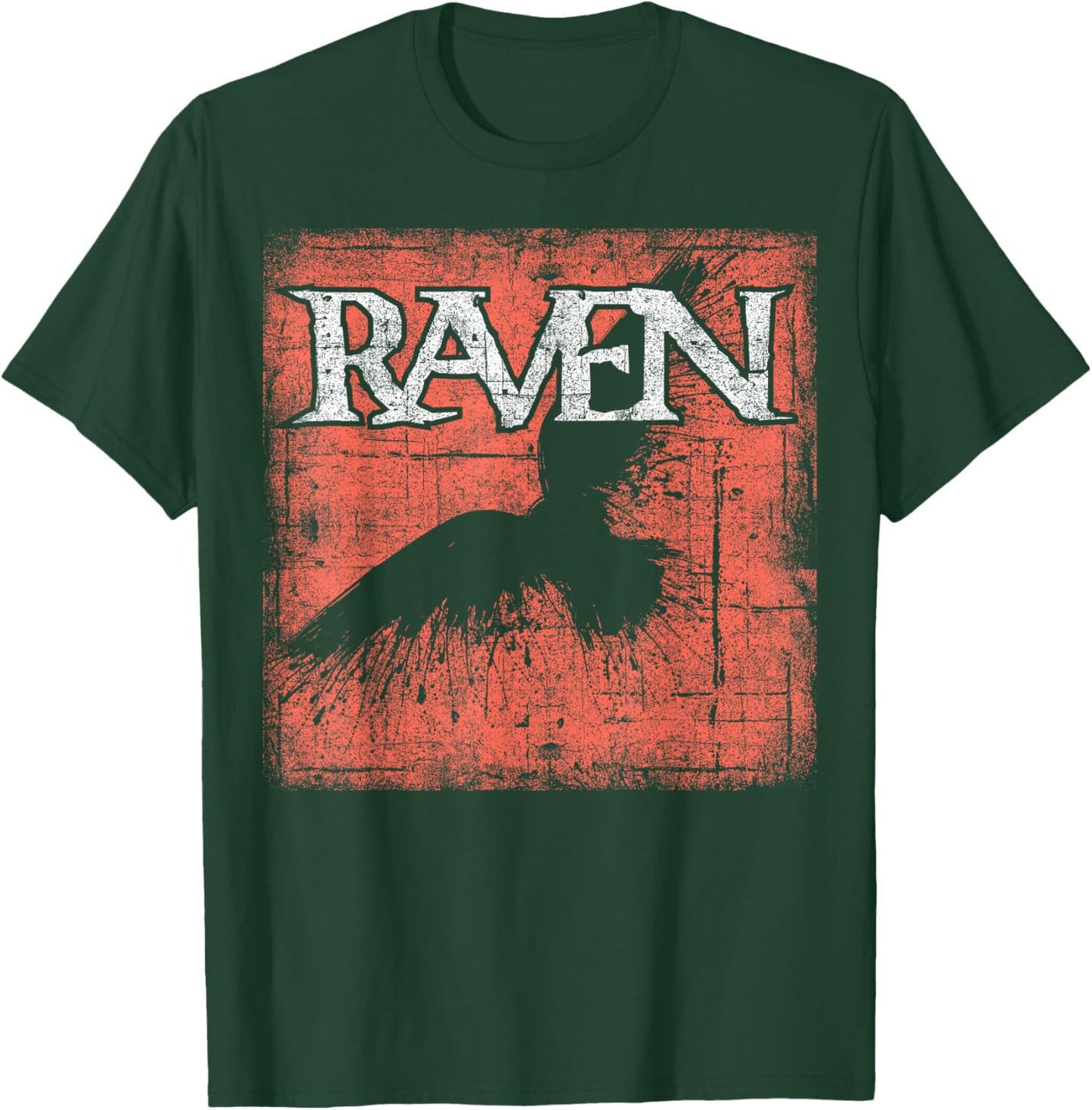 Raven Beautiful Night Bird silhouettte Black Crow Distressed T-Shirt - T-Shirt | Forest