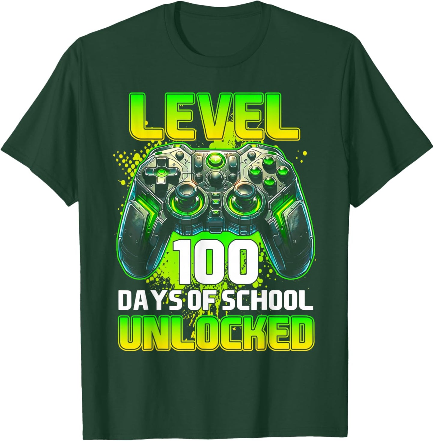 Level 100th Day of School Unlocked Gaming Video Games Boys T-Shirt - T-Shirt | Forest