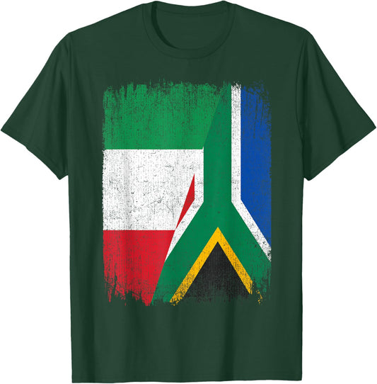 Half Italy South Africa Flag Italian African Pride Roots T-Shirt - T-Shirt | Forest