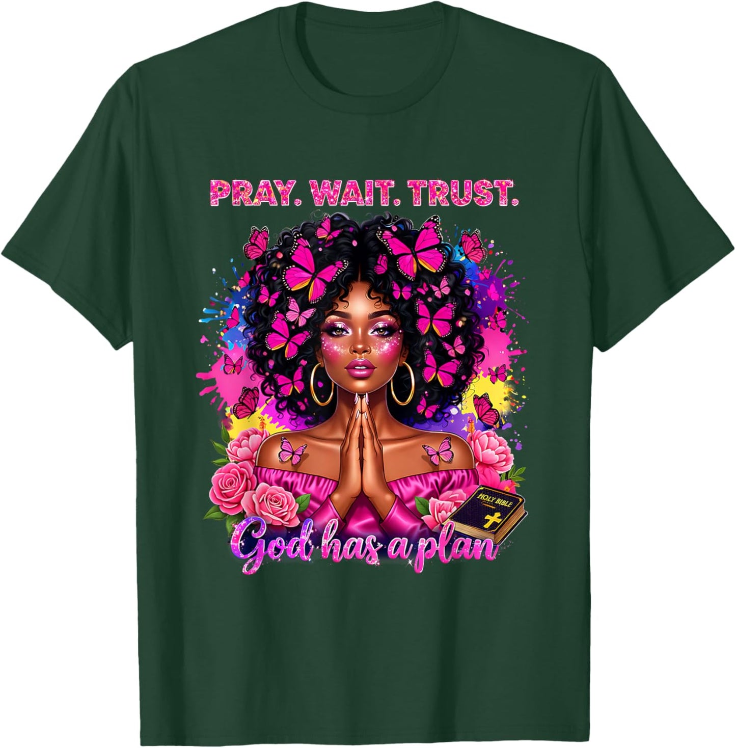 Christian Afro Faith God African American Black Women T-Shirt - T-Shirt | Forest