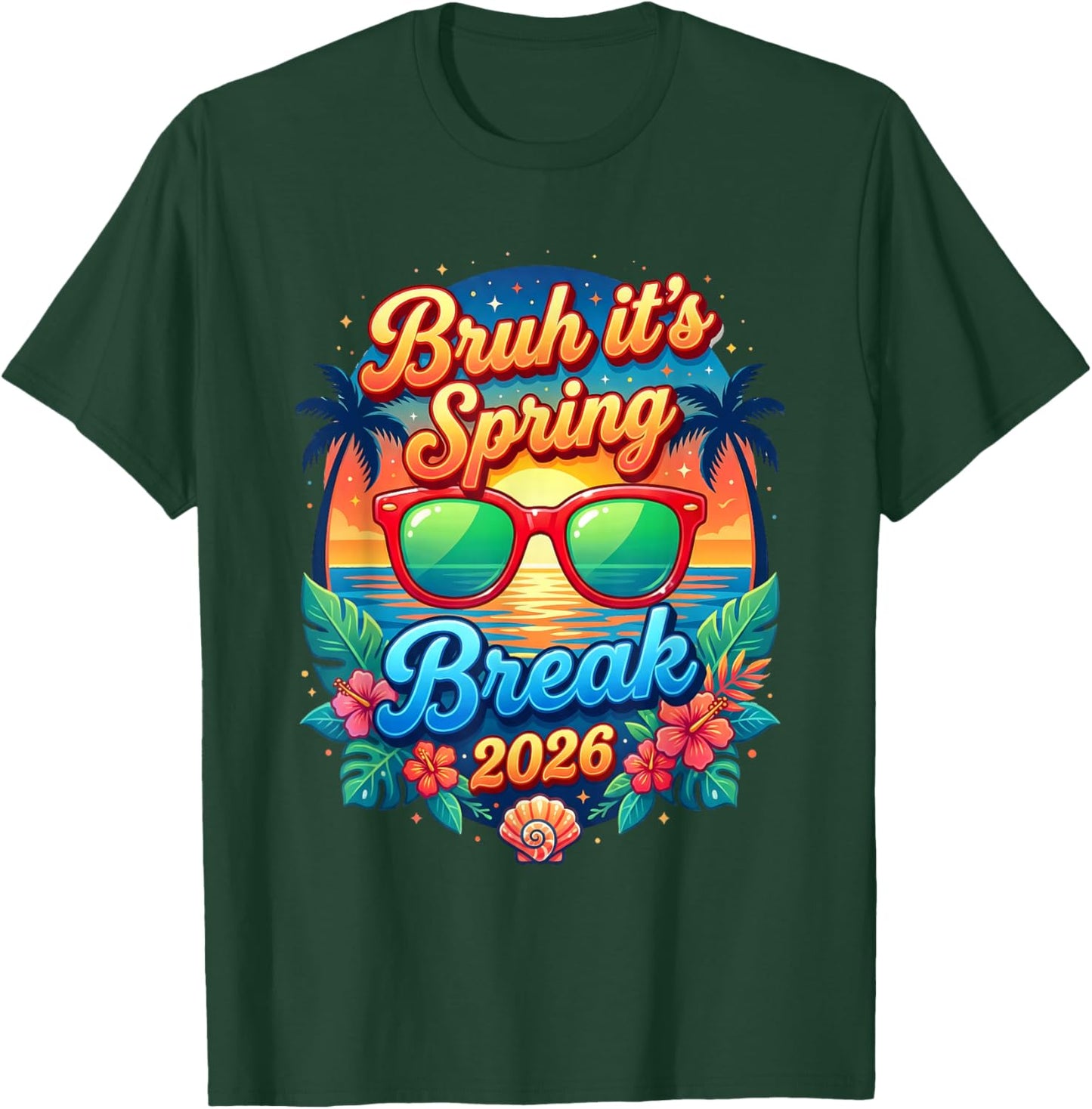 Spring Break Cruise 2026 Family Squad Bruh Vacation Retro T-Shirt - T-Shirt | Forest