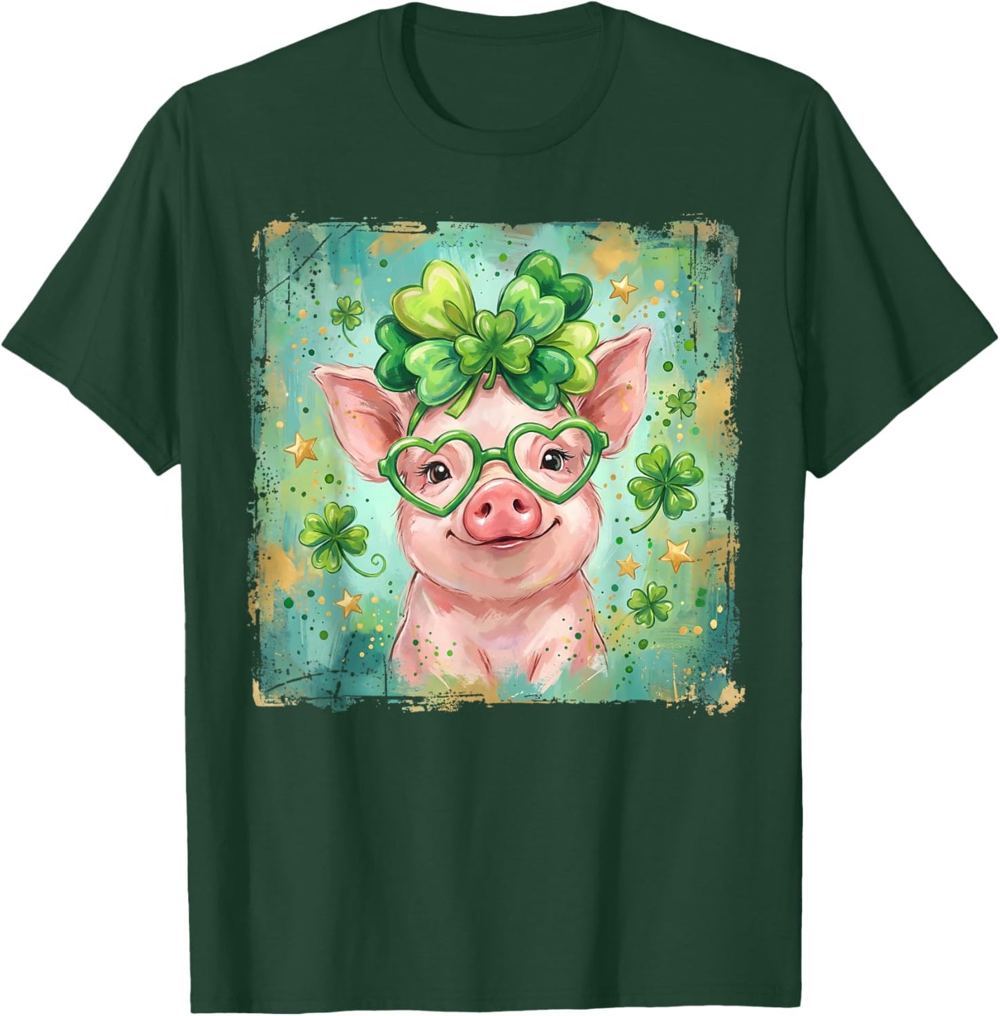 Lucky Irish Pig St. Patrick’s Day Funny Shamrock T-Shirt - T-Shirt | Forest