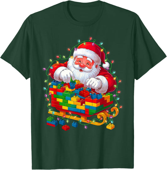Building Blocks Santa Sleigh Master Builders Christmas Kids T-Shirt - T-Shirt | Forest