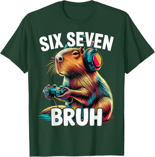 Six Seven Bruh Capybaras 67 Funny Video Games Capybara T-Shirt - T-Shirt | Forest