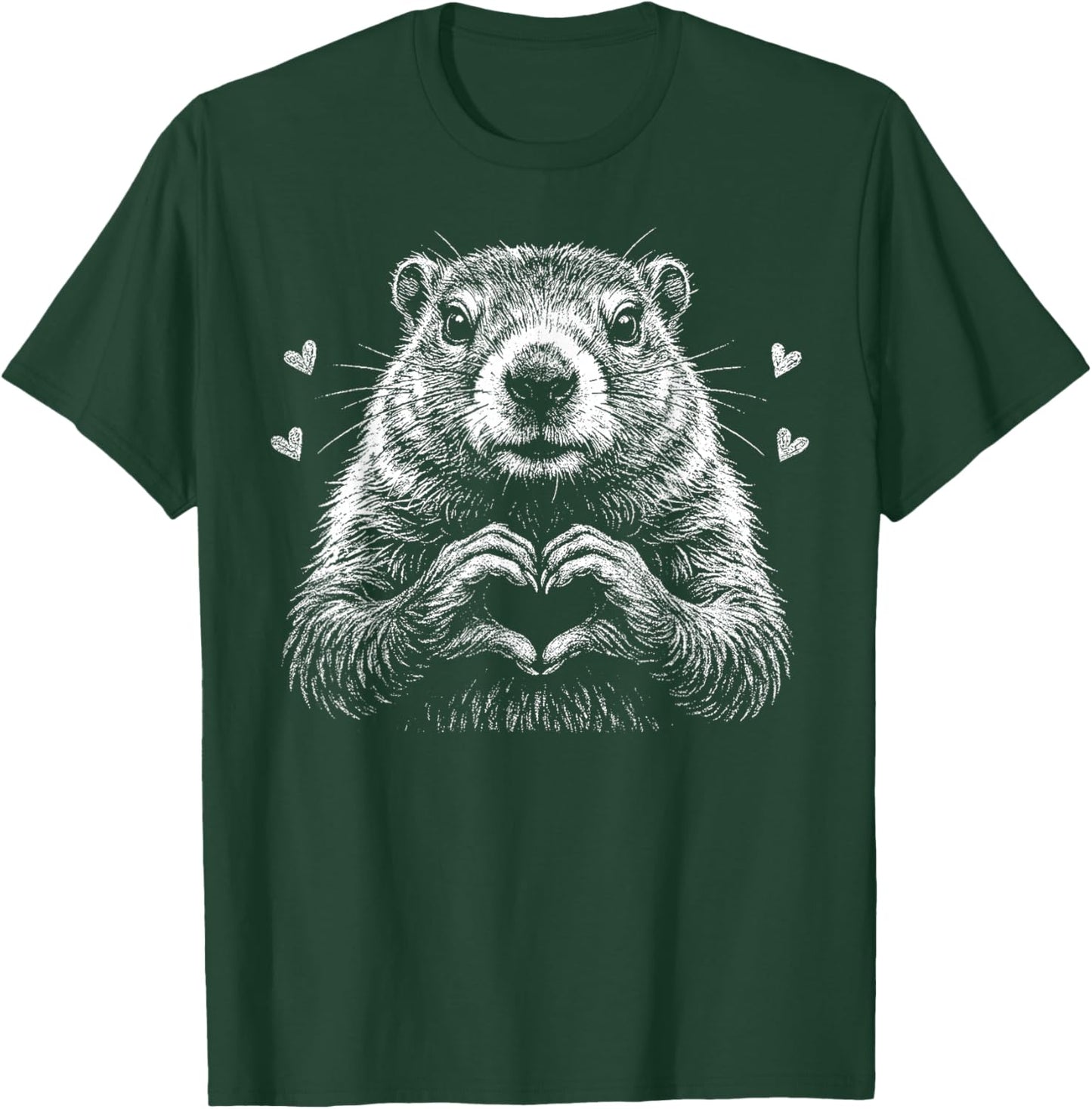 Groundhog Red Heart Shape Valentine's Day Animal Lovers T-Shirt - T-Shirt | Forest