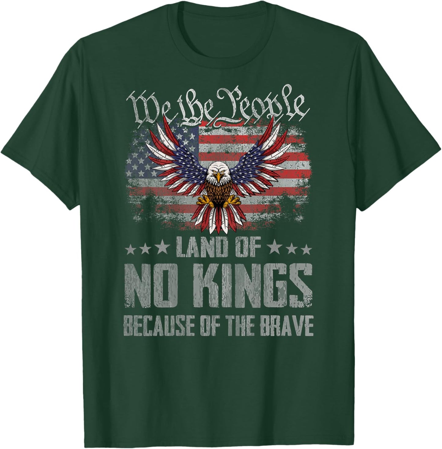 No Kings Shirt America Vintage Flag No Kings Day T-Shirt - T-Shirt | Forest