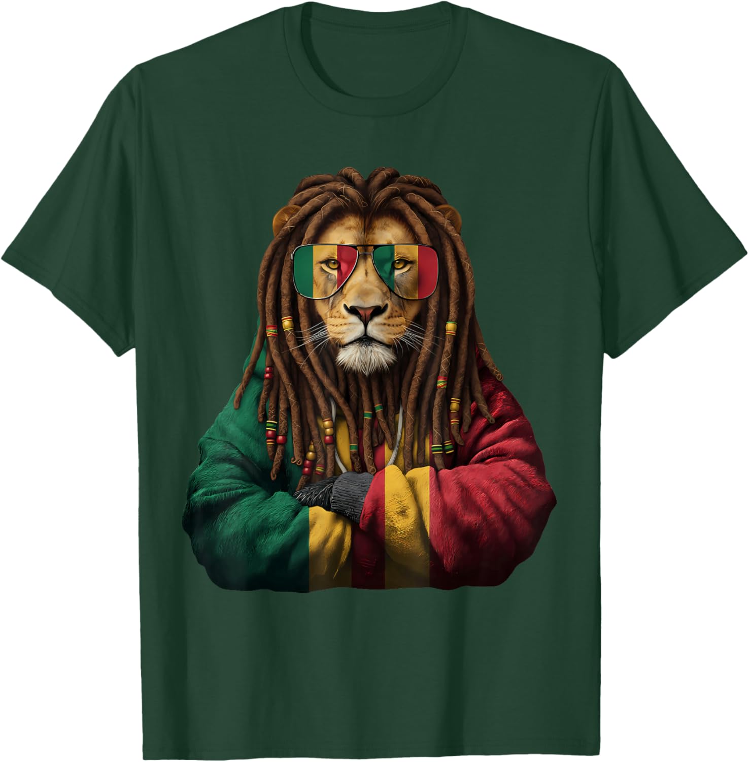 Rasta Reggae Lion of Judah Headphones Jamaican Reggae Music T-Shirt - T-Shirt | Forest