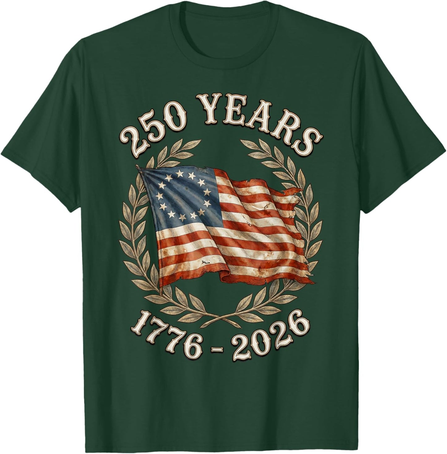 Patriotic Flag 250 Years 1776-2026 250th Birthday T-Shirt - T-Shirt | Forest