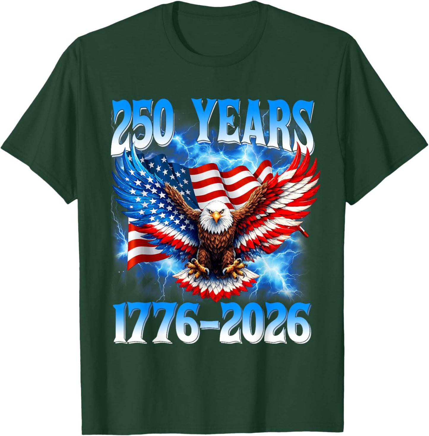 Flag Vintage 250 Years American 1776 2026 250th USA Birthday T-Shirt - T-Shirt | Forest