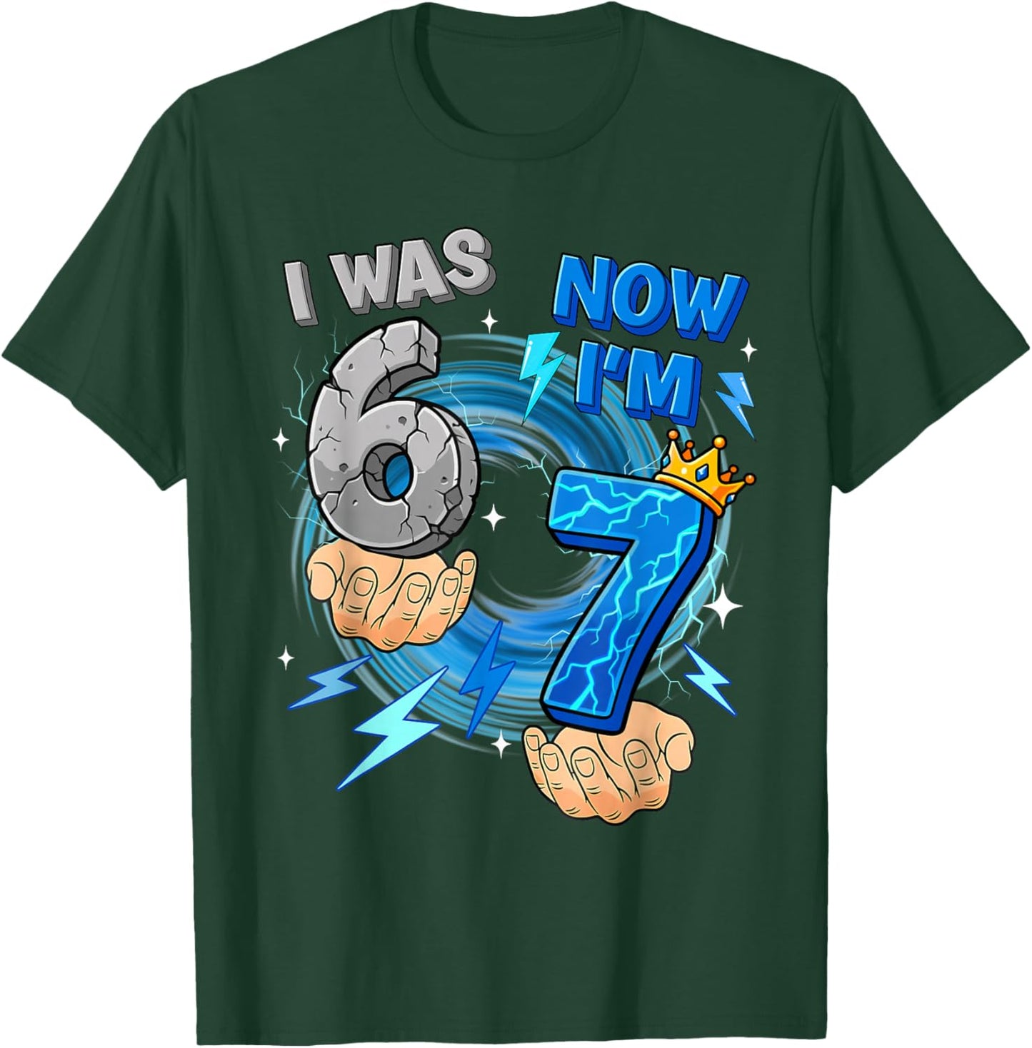 I was 6 Now I'm 7 7th Birthday 6 7 Birthday Shirts Boys Kids T-Shirt - T-Shirt | Forest