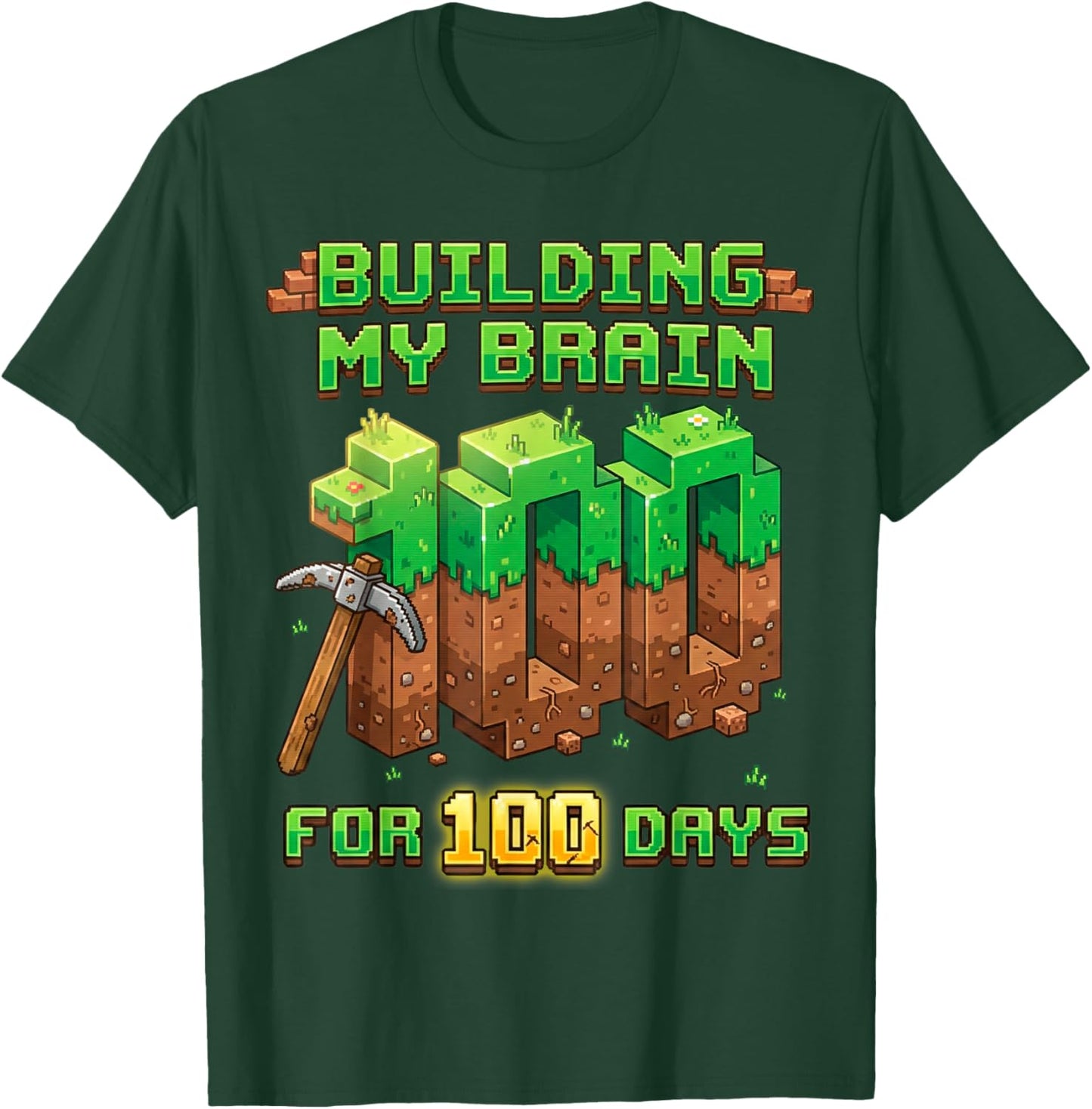 Building My Brain for 100 Days of School T-Shirt - T-Shirt | Forest