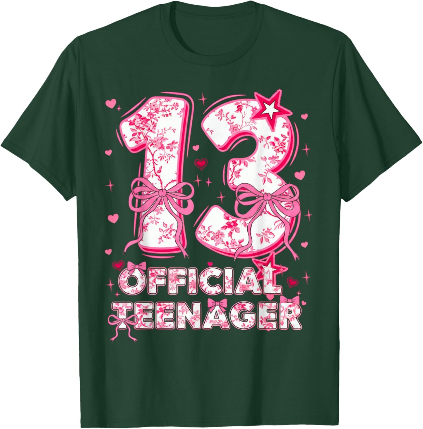 13th Birthday Girl 13 Years Old Official Teenager Birthday T-Shirt - T-Shirt | Forest