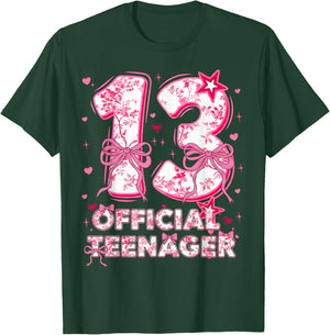 13th Birthday Girl 13 Years Old Official Teenager Birthday T-Shirt - T-Shirt | Forest