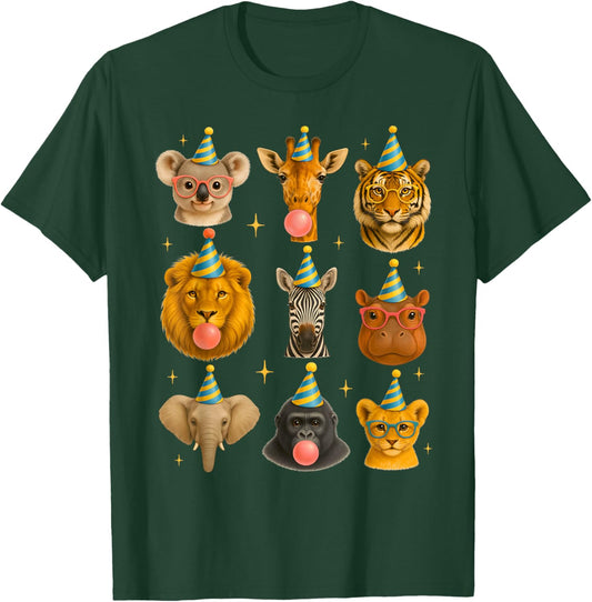 Wildlife Animals Zoo Birthday Party for Girl Boy Kids Family T-Shirt - T-Shirt | Forest