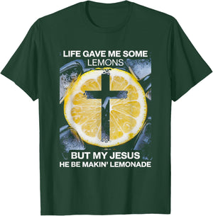 Life Gave Me Some Lemons Jesus Christian Cross Bible T-Shirt - T-Shirt | Forest