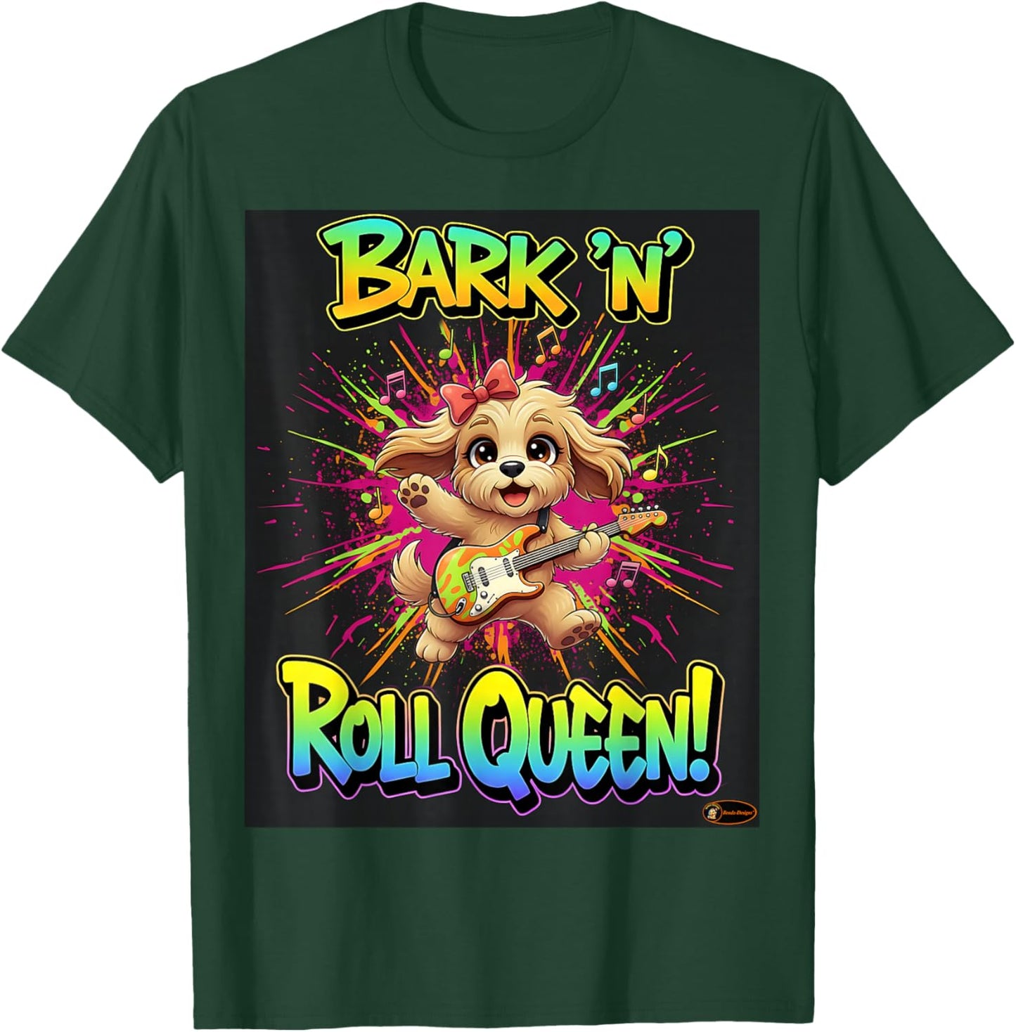 Cute Rock Puppy Guitar Design for Kids and Music Lovers T-Shirt - T-Shirt | Forest
