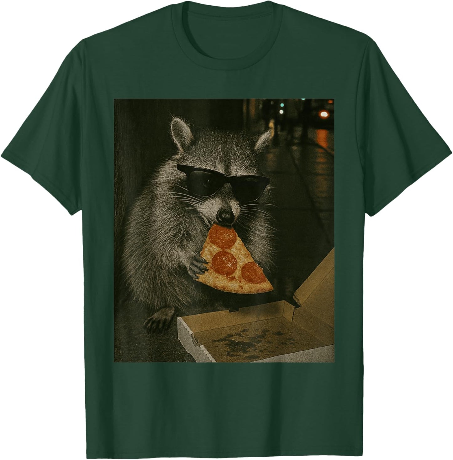 Retro Raccoon Eating Pizza Funny Racoon Meme T-Shirt - T-Shirt | Forest
