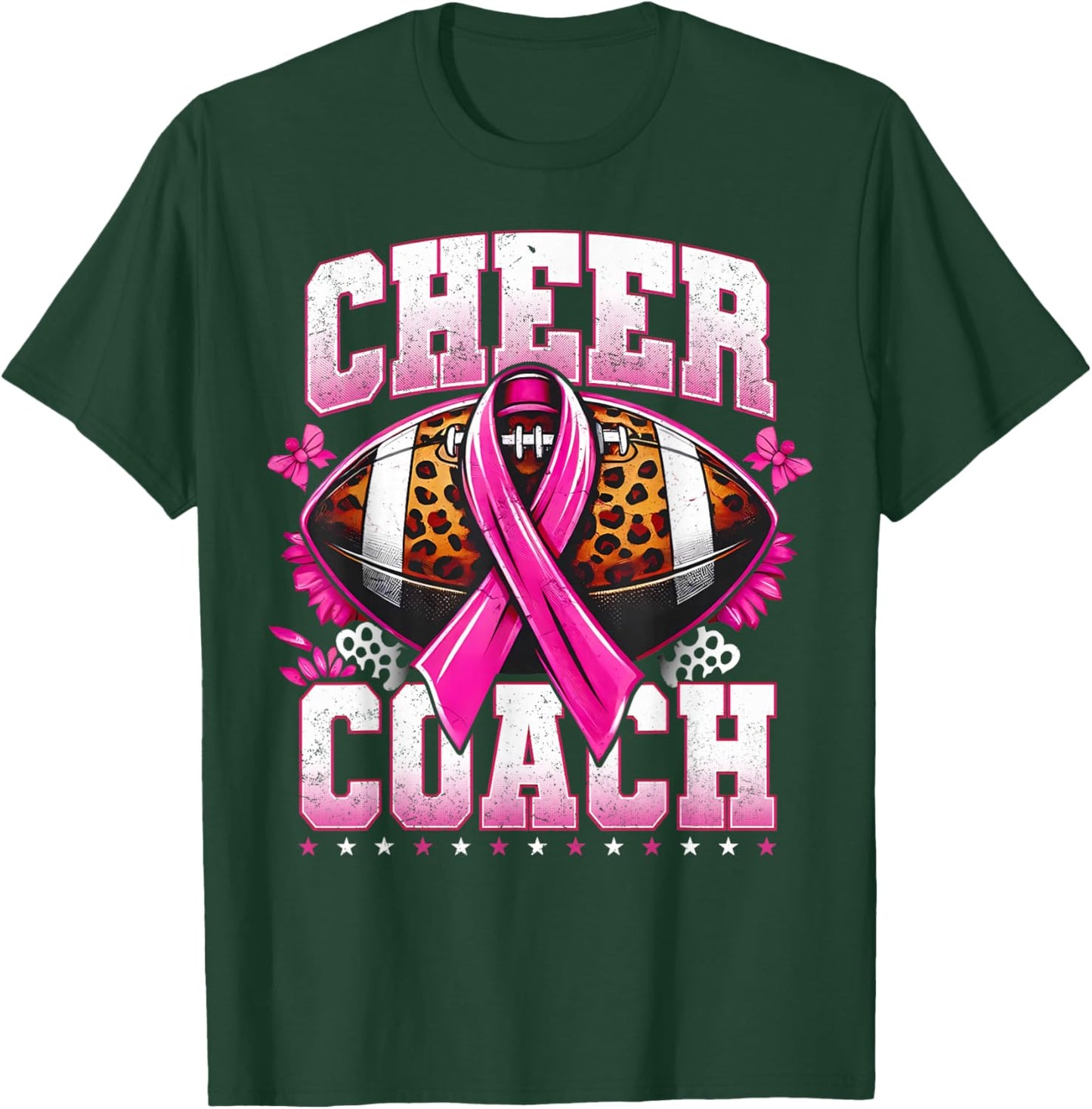 Football Cheer Coach Pink Ribbon Breast Cancer Awareness T-Shirt - T-Shirt | Forest