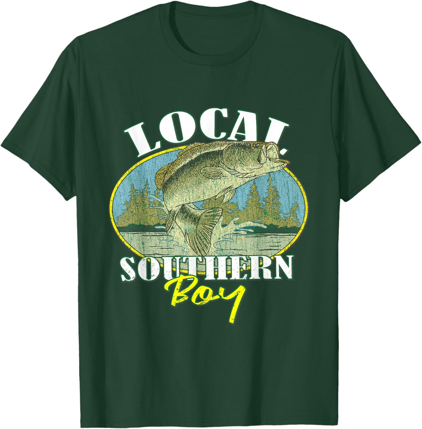 Local Southern Boy Fishing Retro Southern Outdoors T-Shirt - T-Shirt | Forest