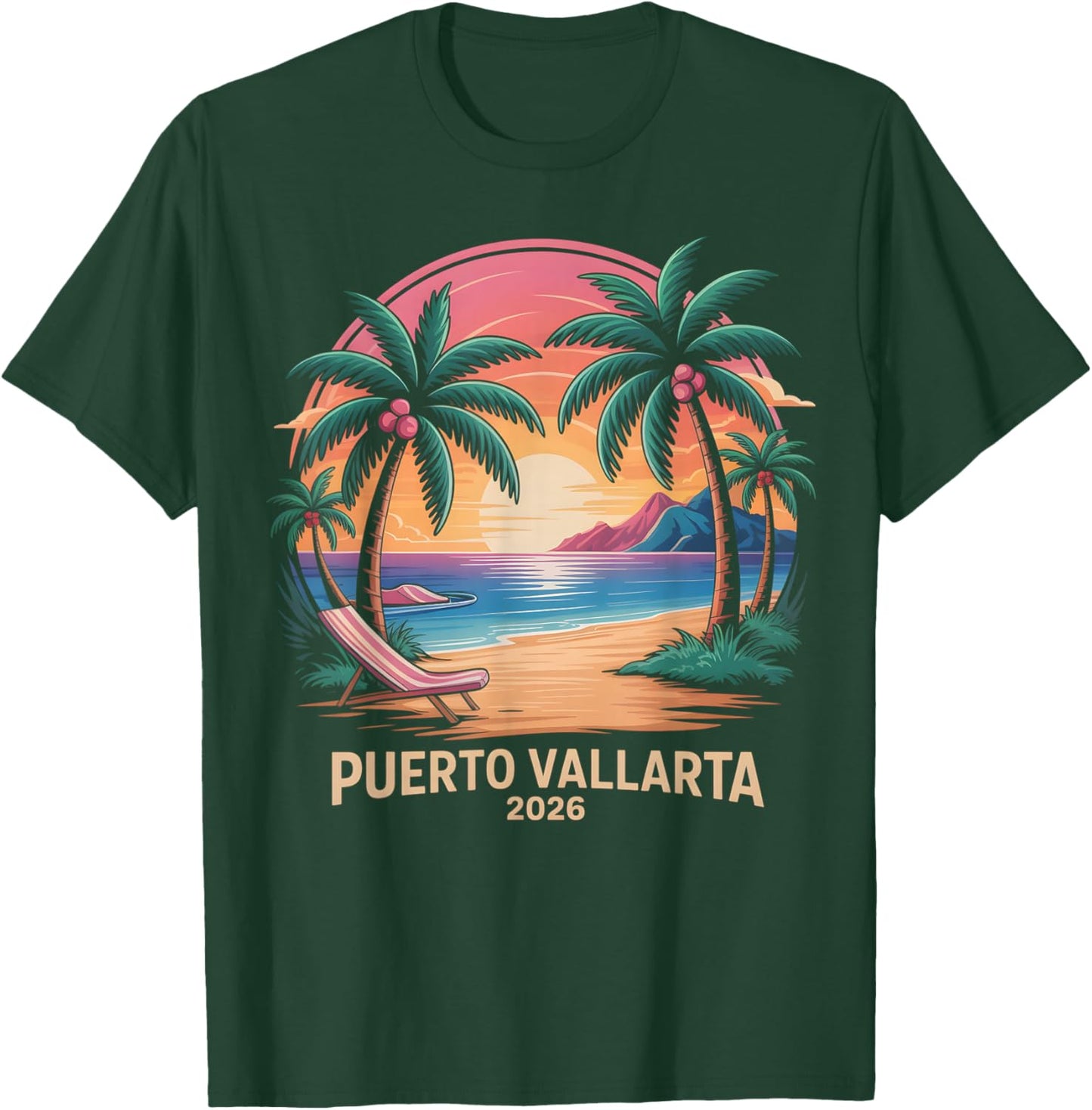 Vintage Puerto Vallarta 2026 Beach Trip Holiday Vacay BFF T-Shirt - T-Shirt | Forest