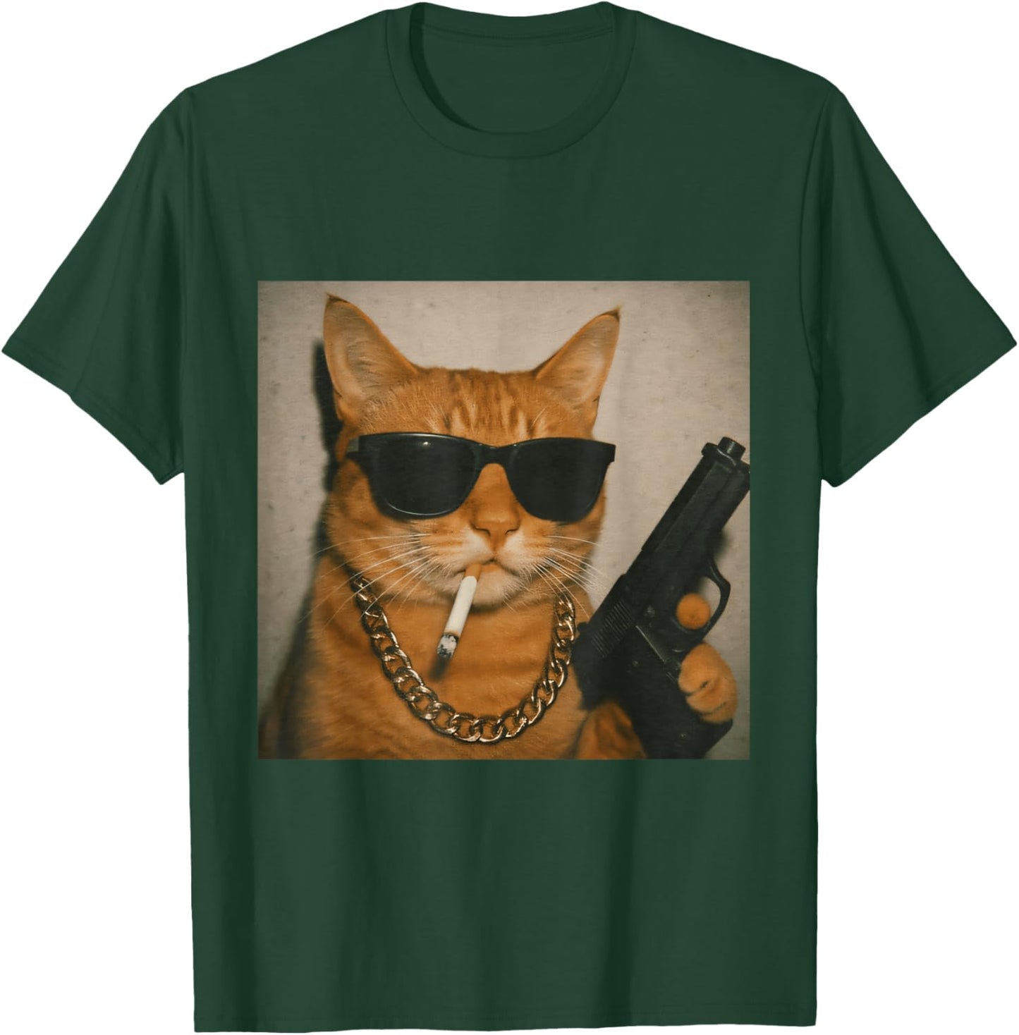 Funny Gangster Cat Smoking Gen Z Retro Meme Cat Lover T-Shirt - T-Shirt | Forest