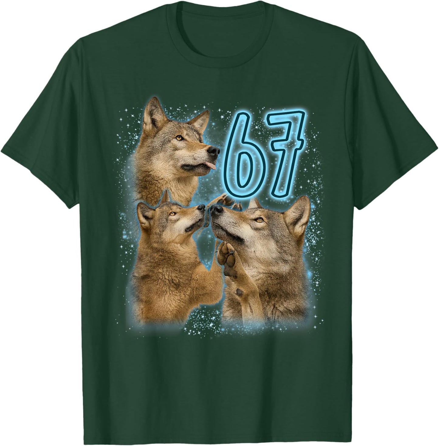 Wolf Lover 67 Meme Funny Six Seven Sarcastic Wild Animal T-Shirt - T-Shirt | Forest
