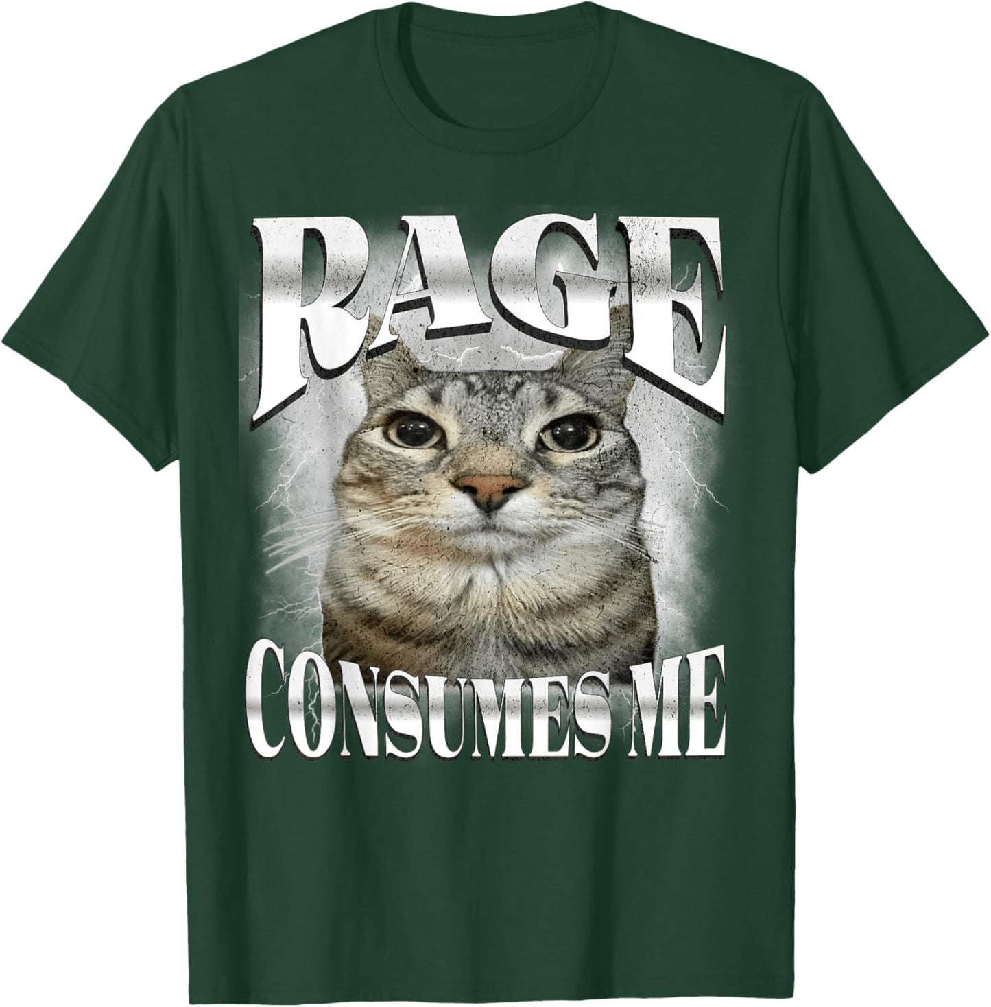 Rage Consumes Me Funny Silly Staring Cat Meme Women Men T-Shirt - T-Shirt | Forest