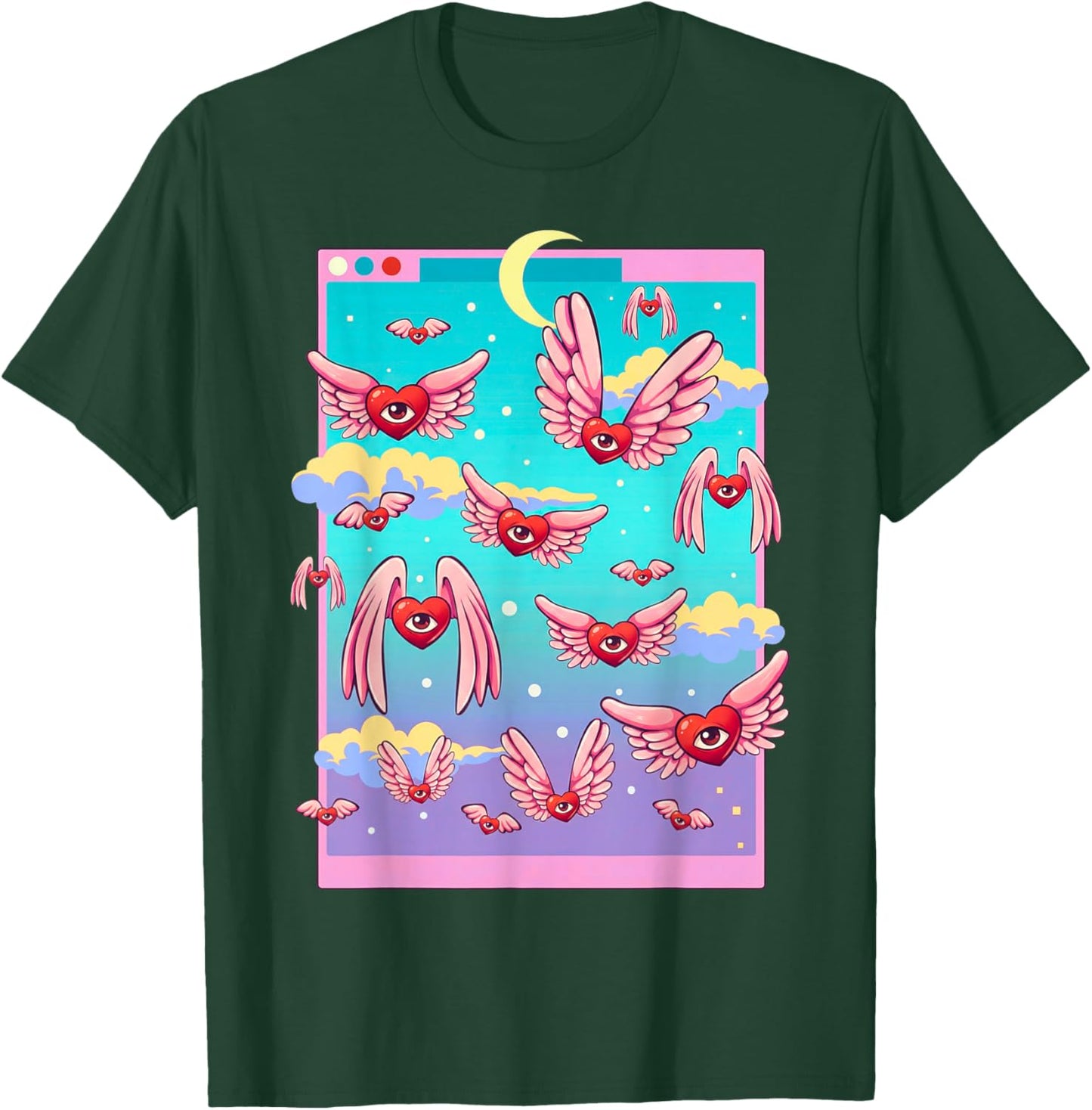 Weirdcore Trippy One Eyed Hearts Valentine's Day Dreamcore T-Shirt - T-Shirt | Forest
