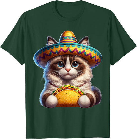 Ragdoll Cat Cinco De Mayo Cat T-Shirt - T-Shirt | Forest